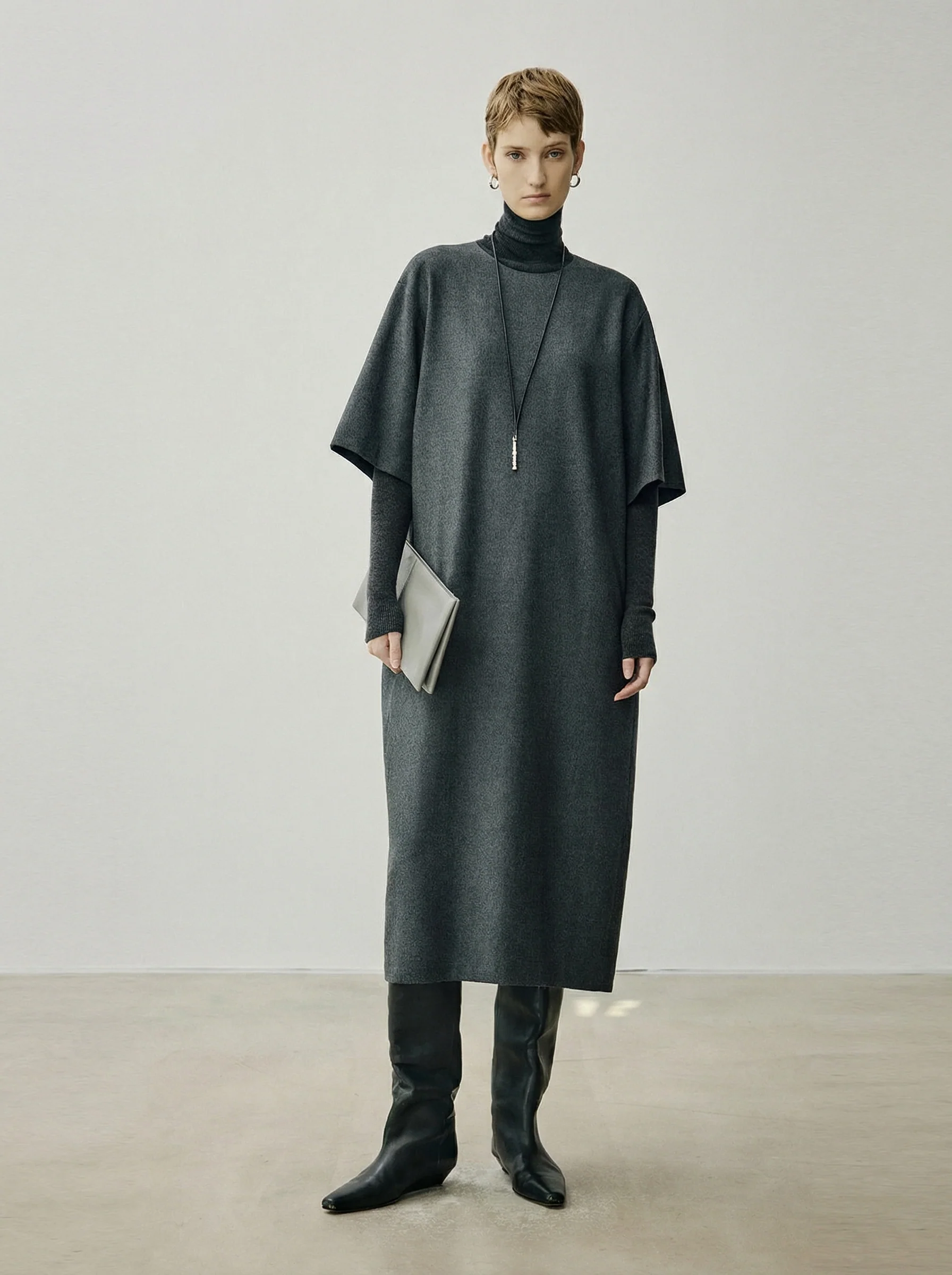 Cape-Sleeve Midi Dress - Image 3