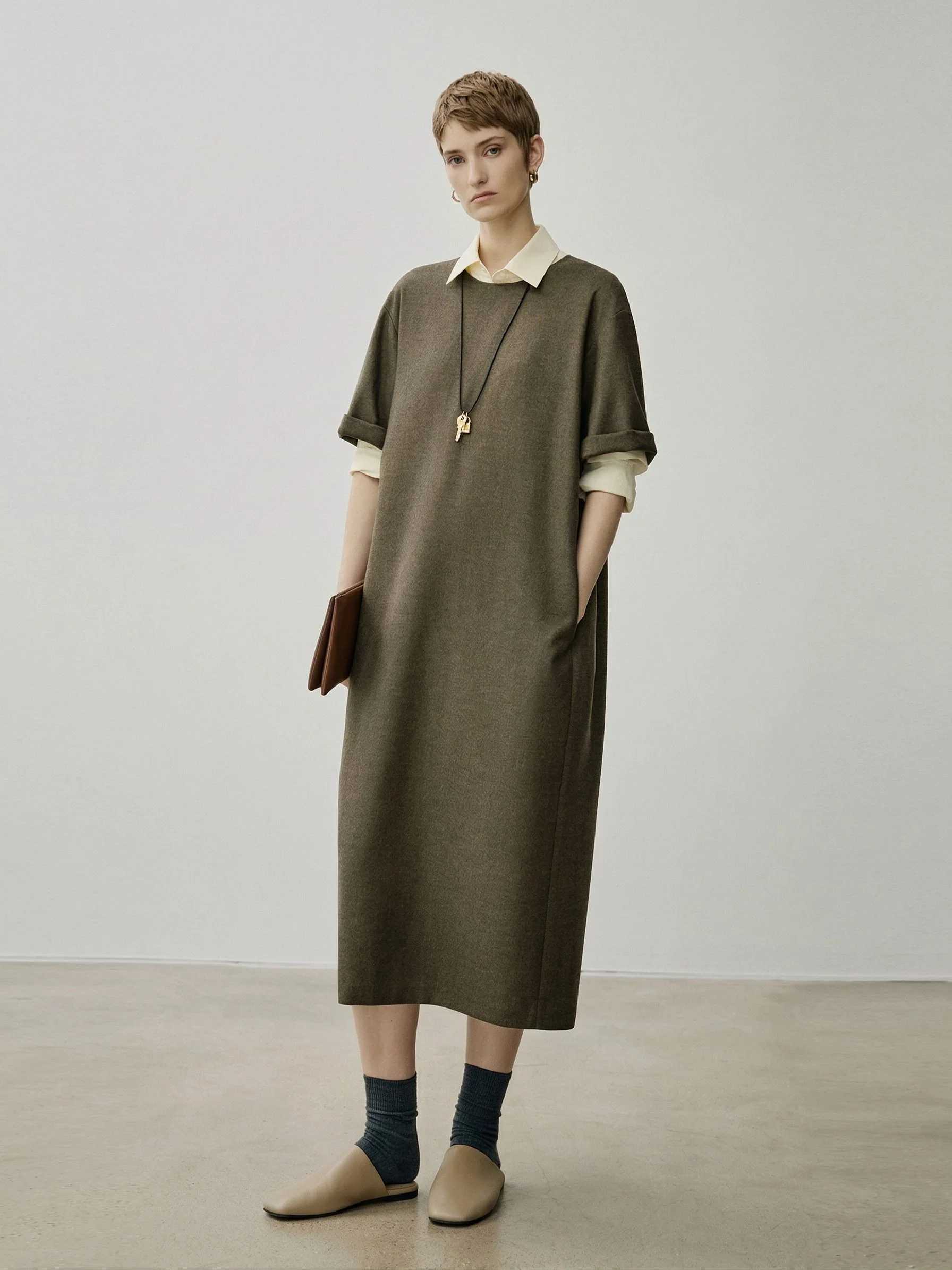 Cape-Sleeve Midi Dress - Image 4