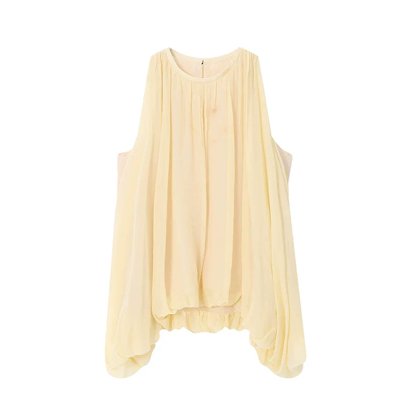 Cape Sleeve Round-Neck Blouson Top - Image 7