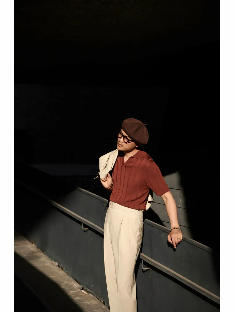 Caramel Dusk Ribbed Knit Polo - Image 2