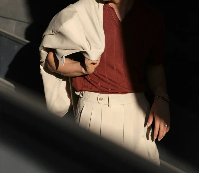 Caramel Dusk Ribbed Knit Polo - Image 4