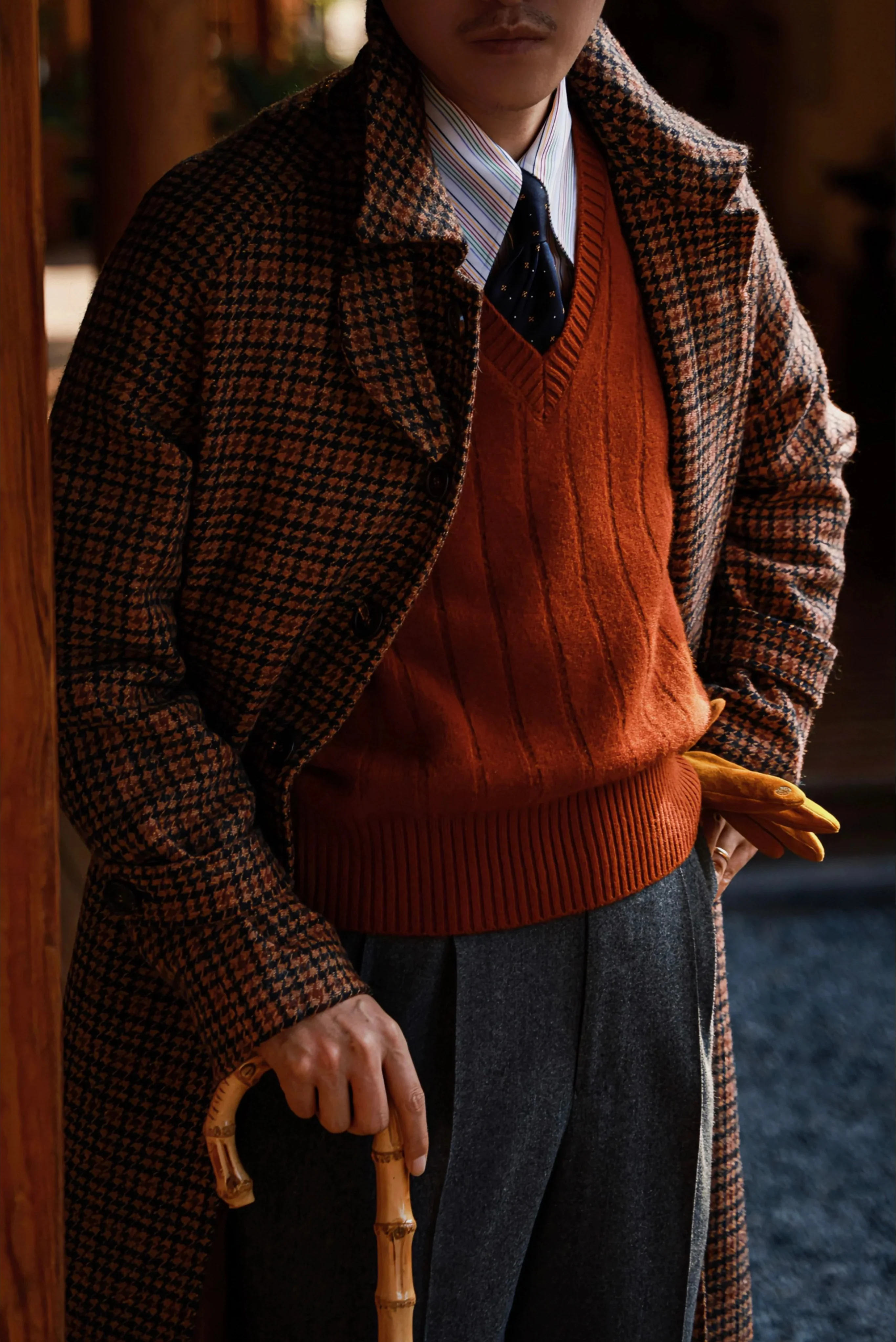Caramel Wool V-Neck Sweater