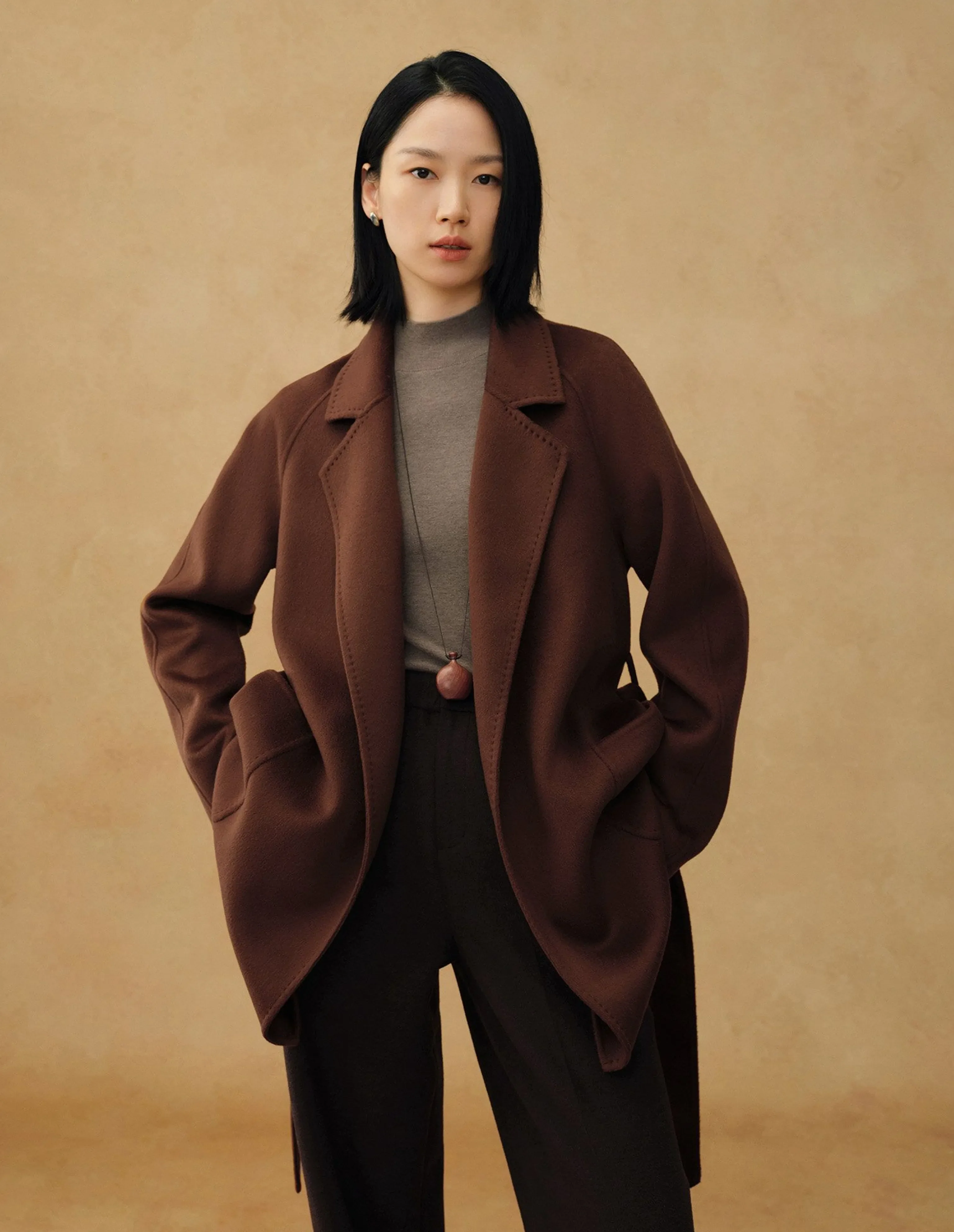 Cashmere Belted Short Coat - Image 6