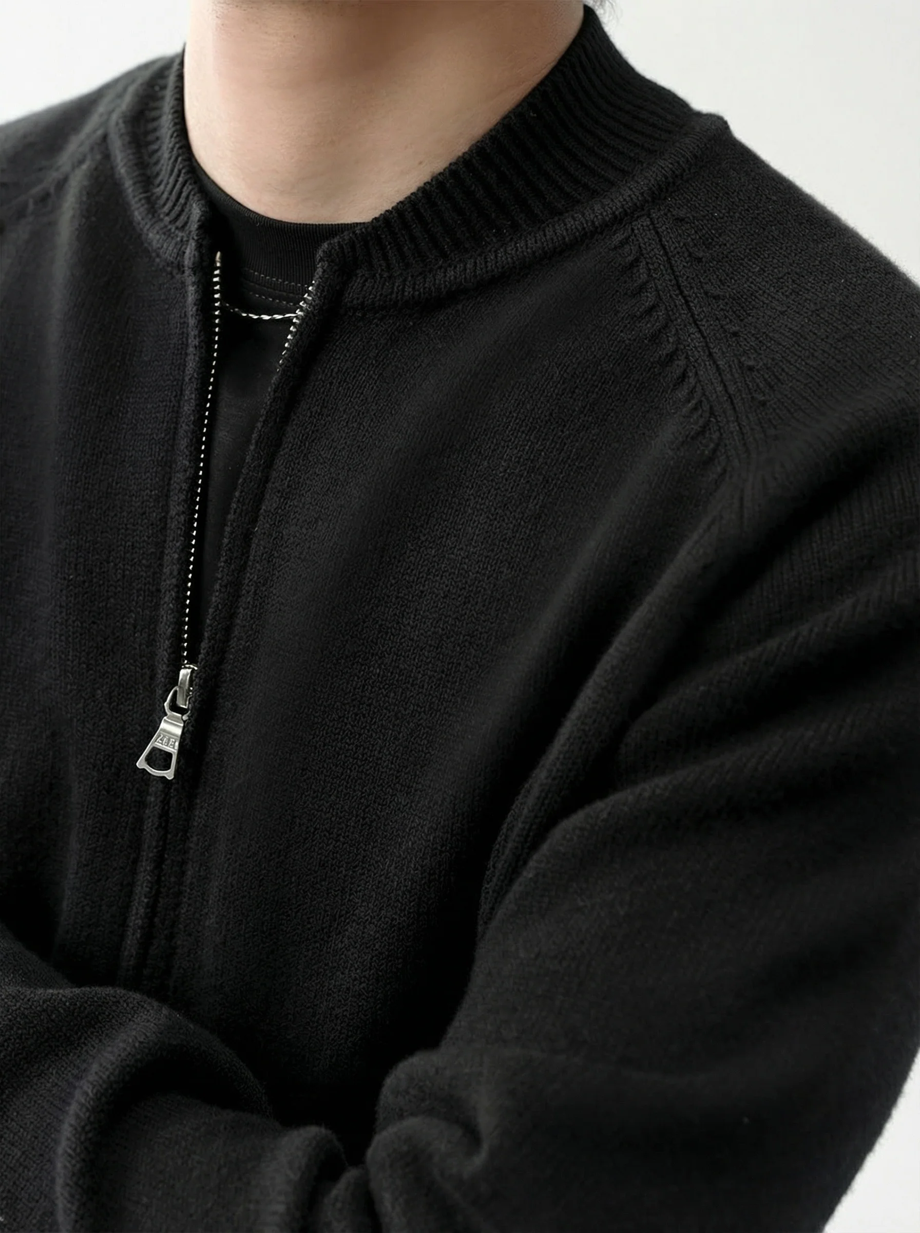 Cashmere Blend Raglan Zip Knit Cardigan - Image 4
