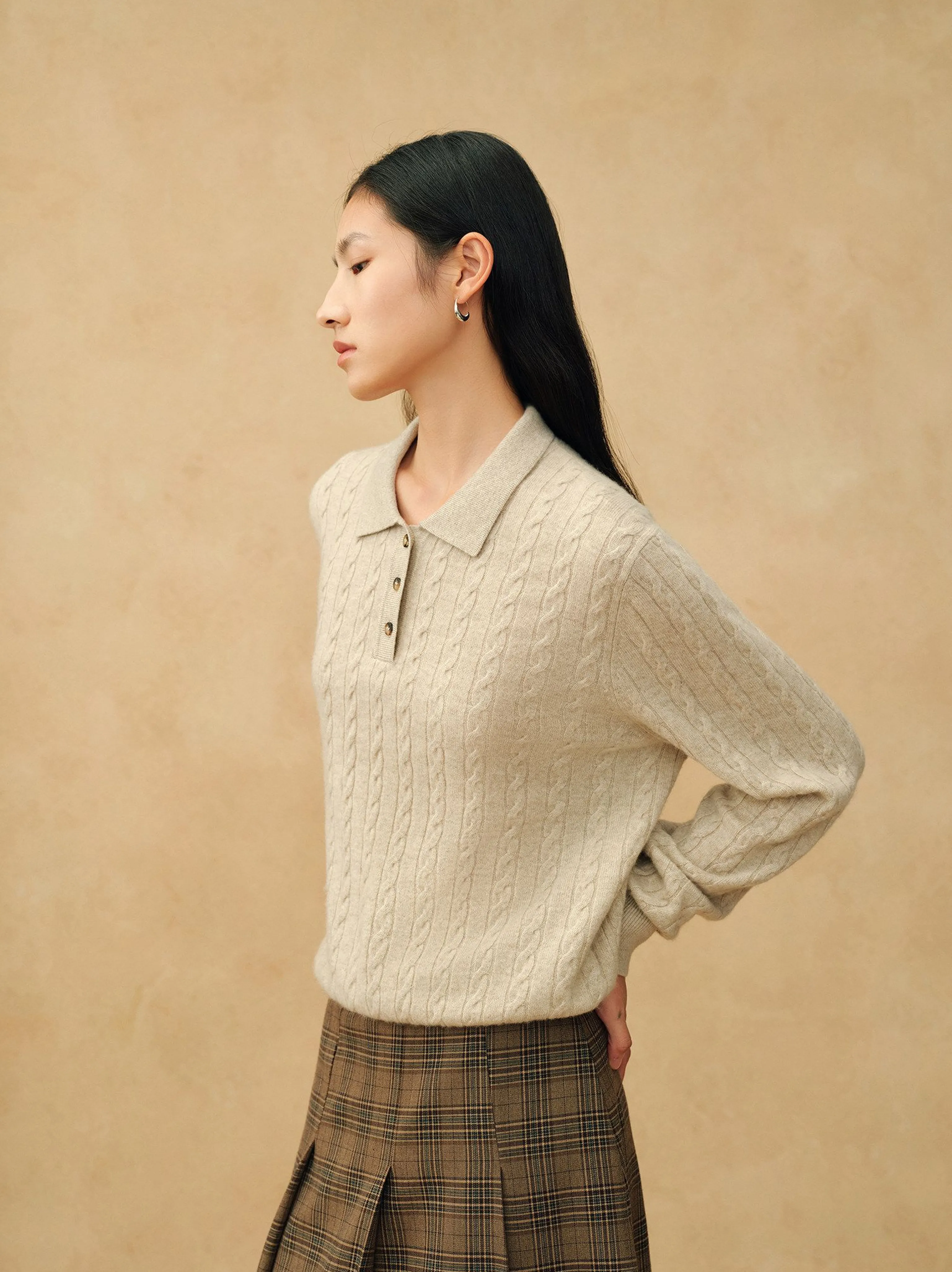 Cashmere Cable Polo Sweater - Image 2