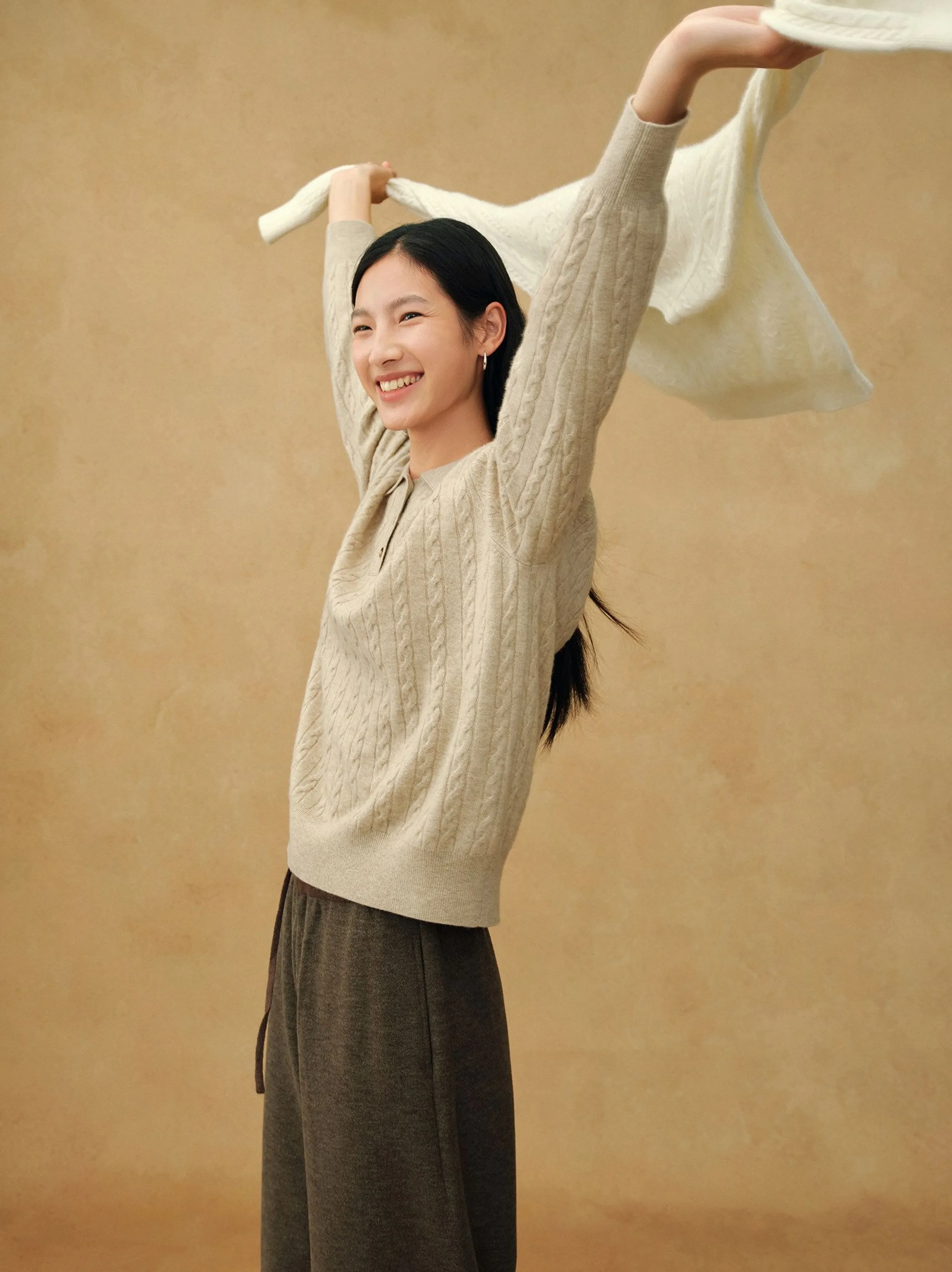 Cashmere Cable Polo Sweater - Image 3