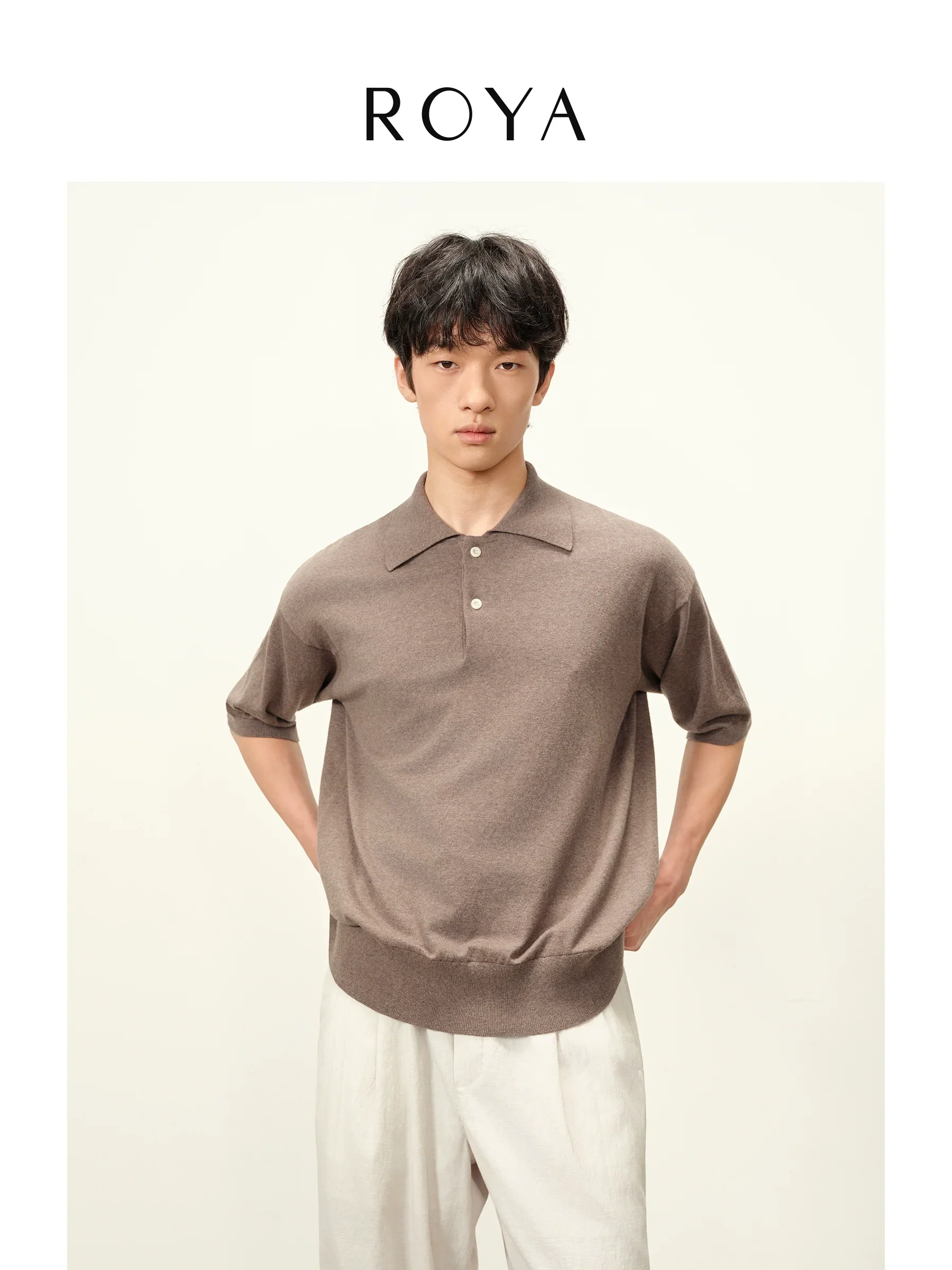Cashmere-Cotton Knit Polo