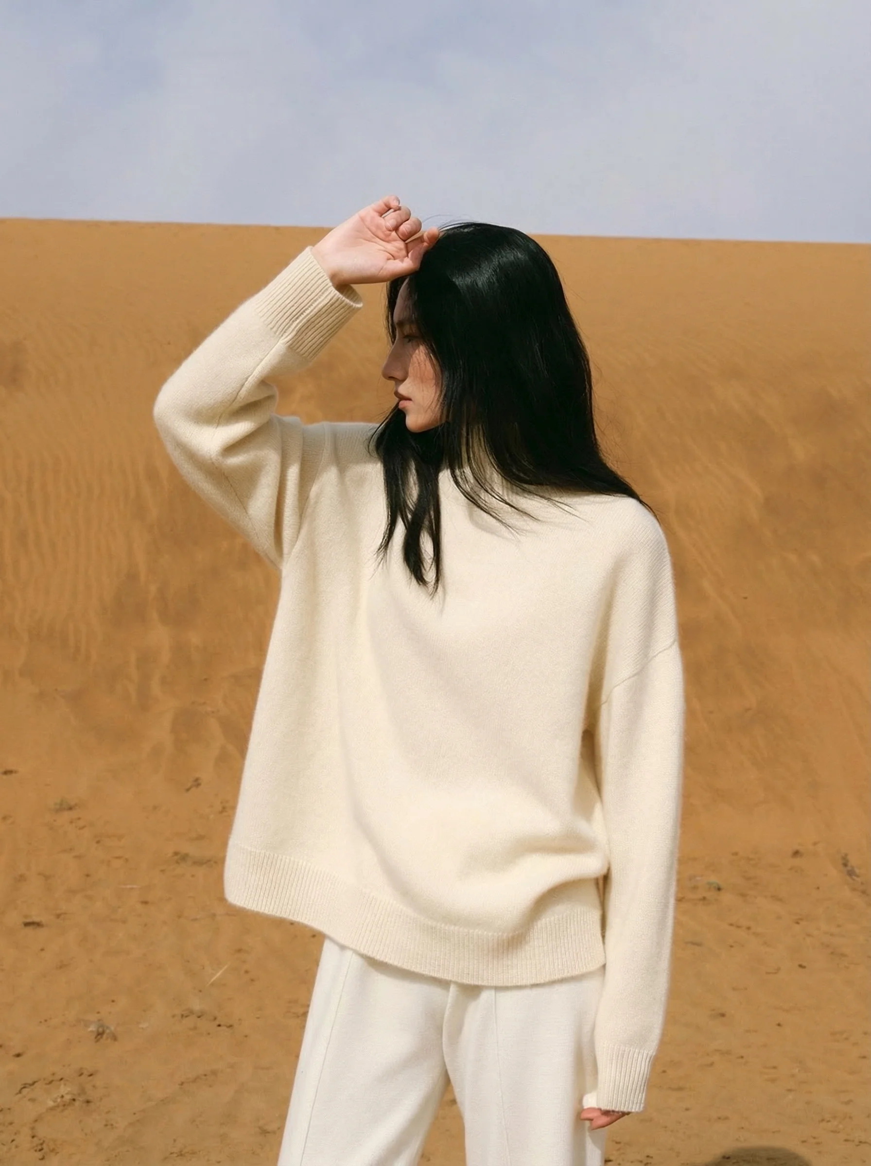 Cashmere High-Neck Drop-Shoulder Sweater - Image 2