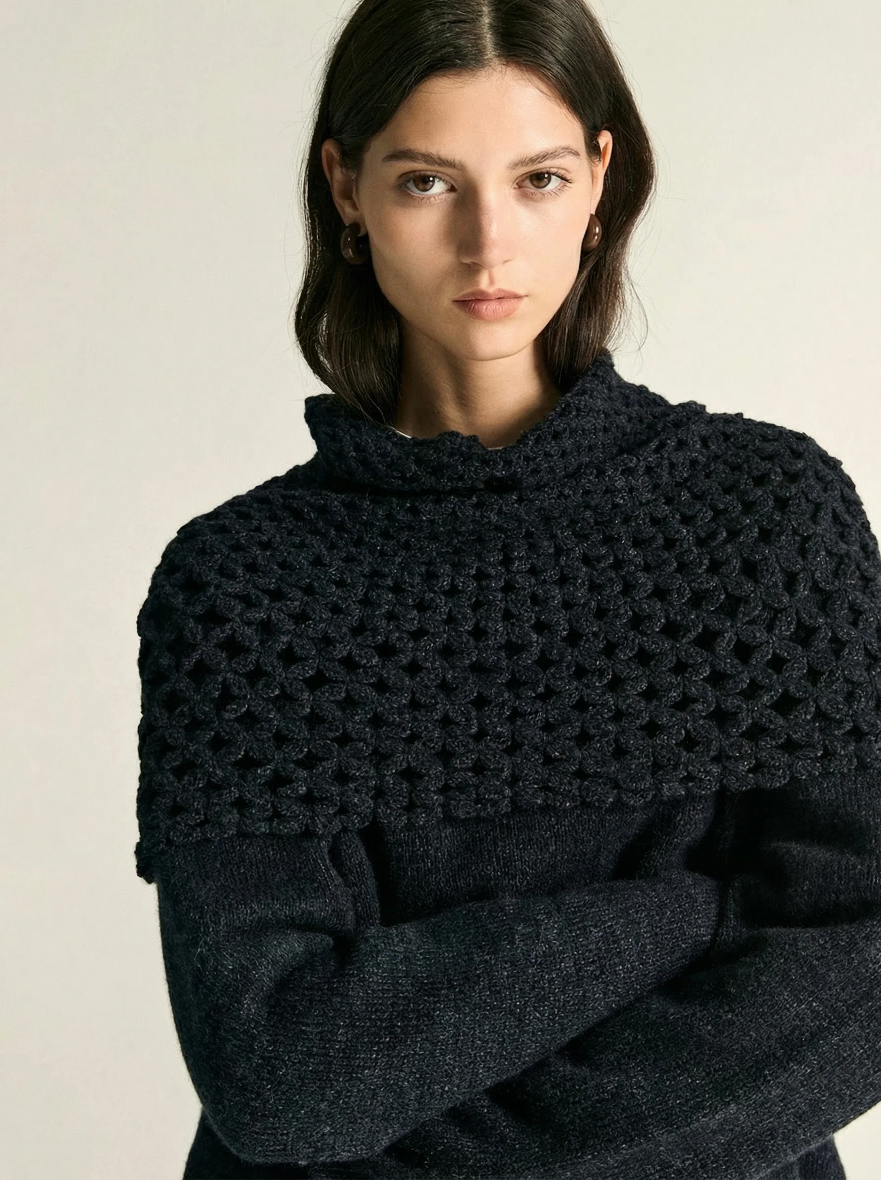 Cashmere Knit Sweater & Crochet Shawl - Image 8