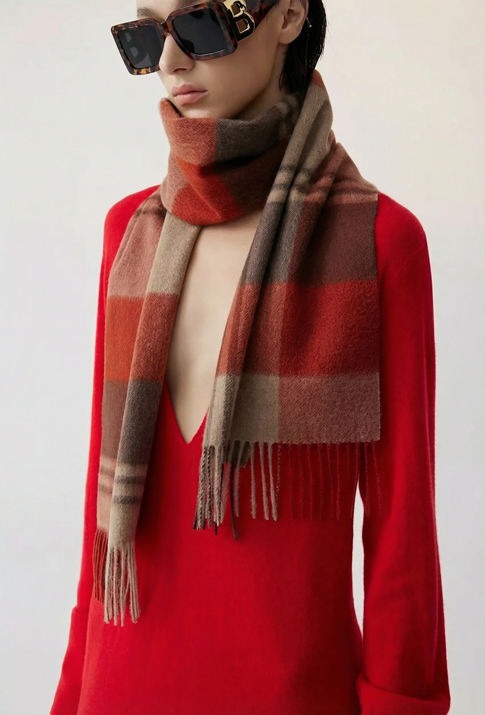 Cashmere Plaid Scarf - Image 3