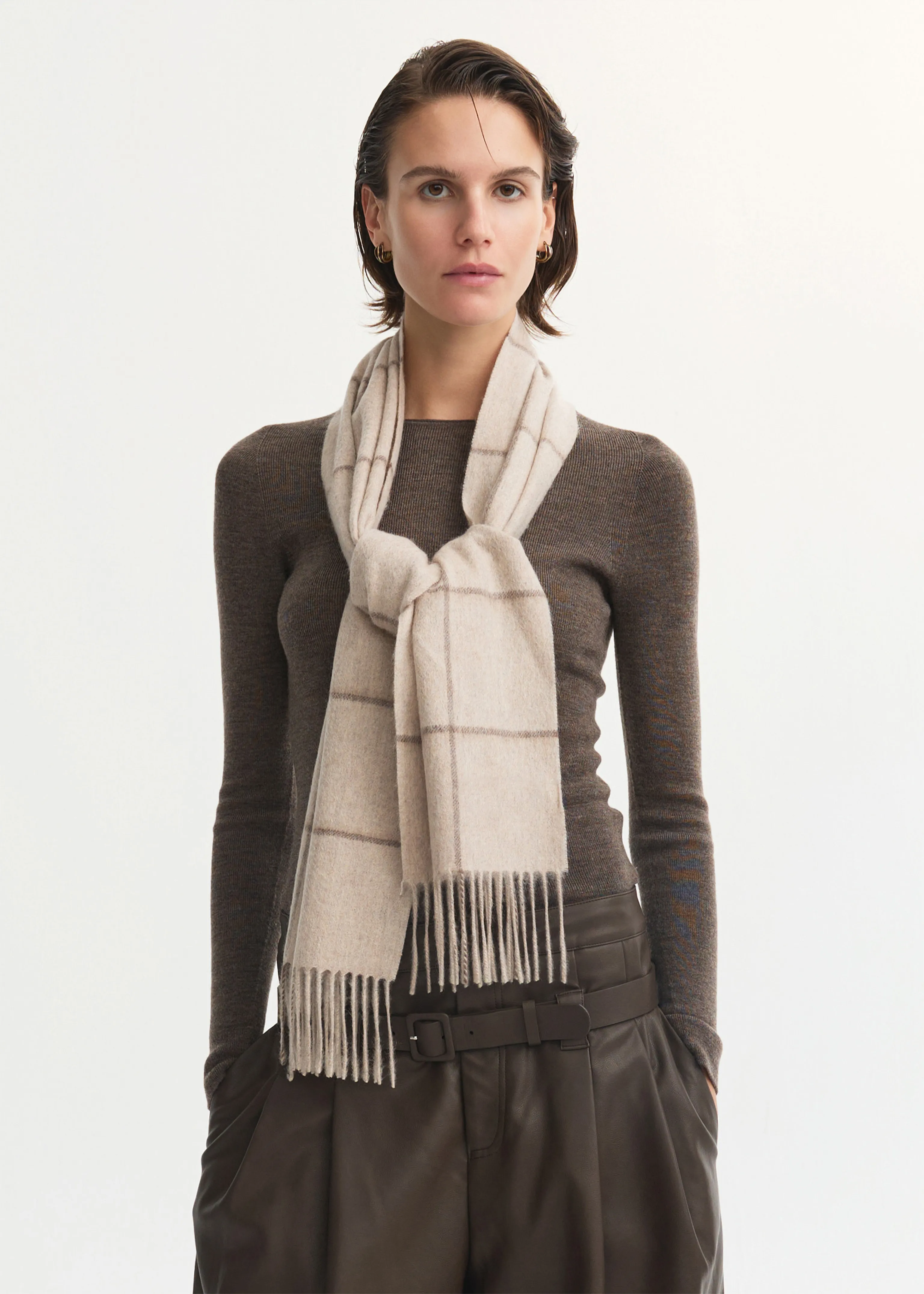 Cashmere Windowpane Scarf - Image 3