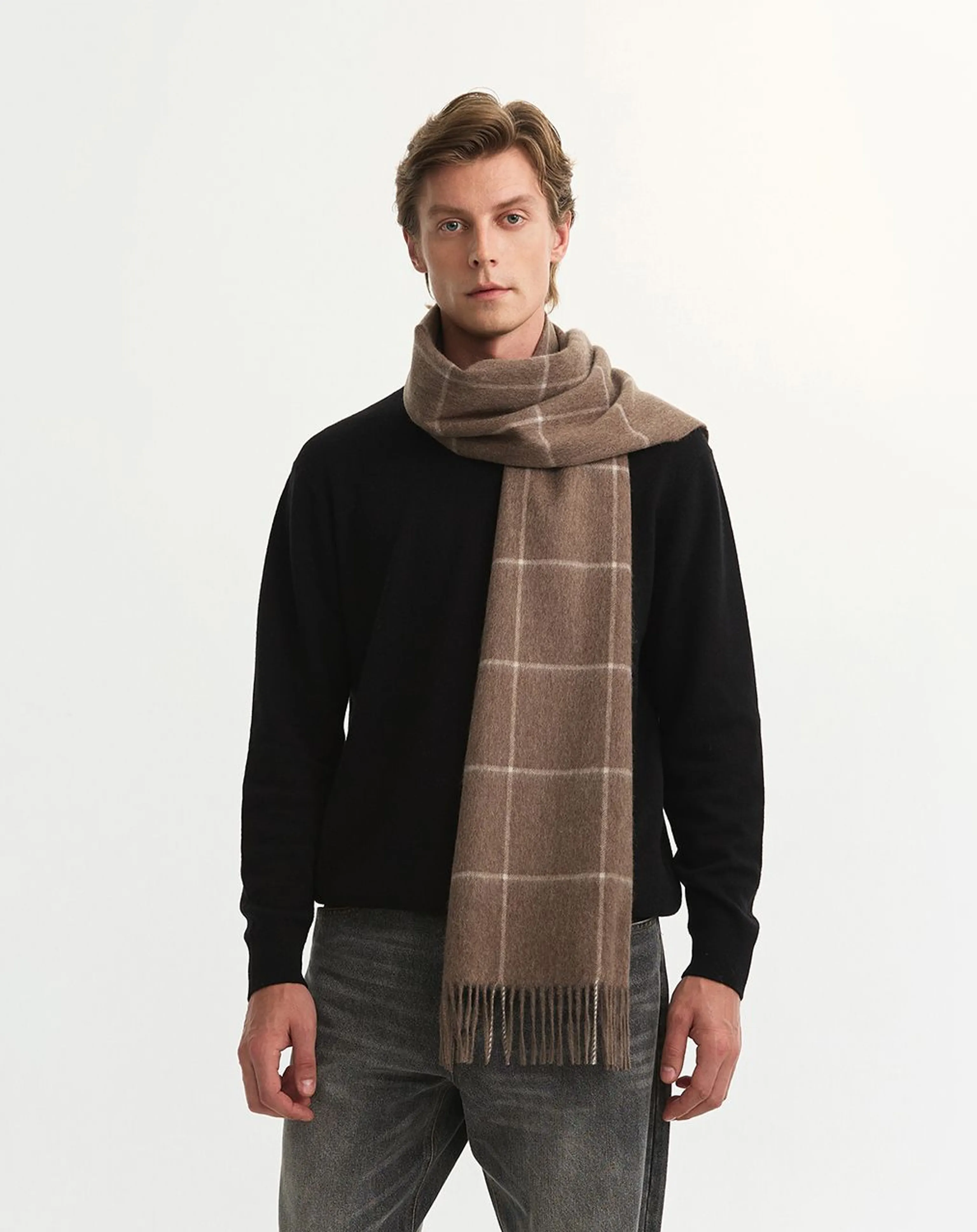 Cashmere Windowpane Scarf - Image 5
