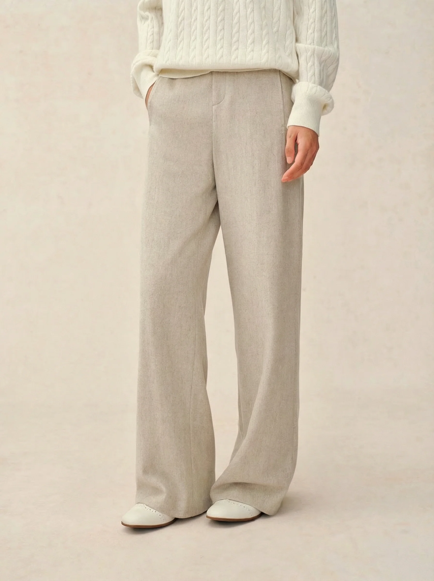 Cashmere-Wool Knit Wide-Leg Trousers - Image 2