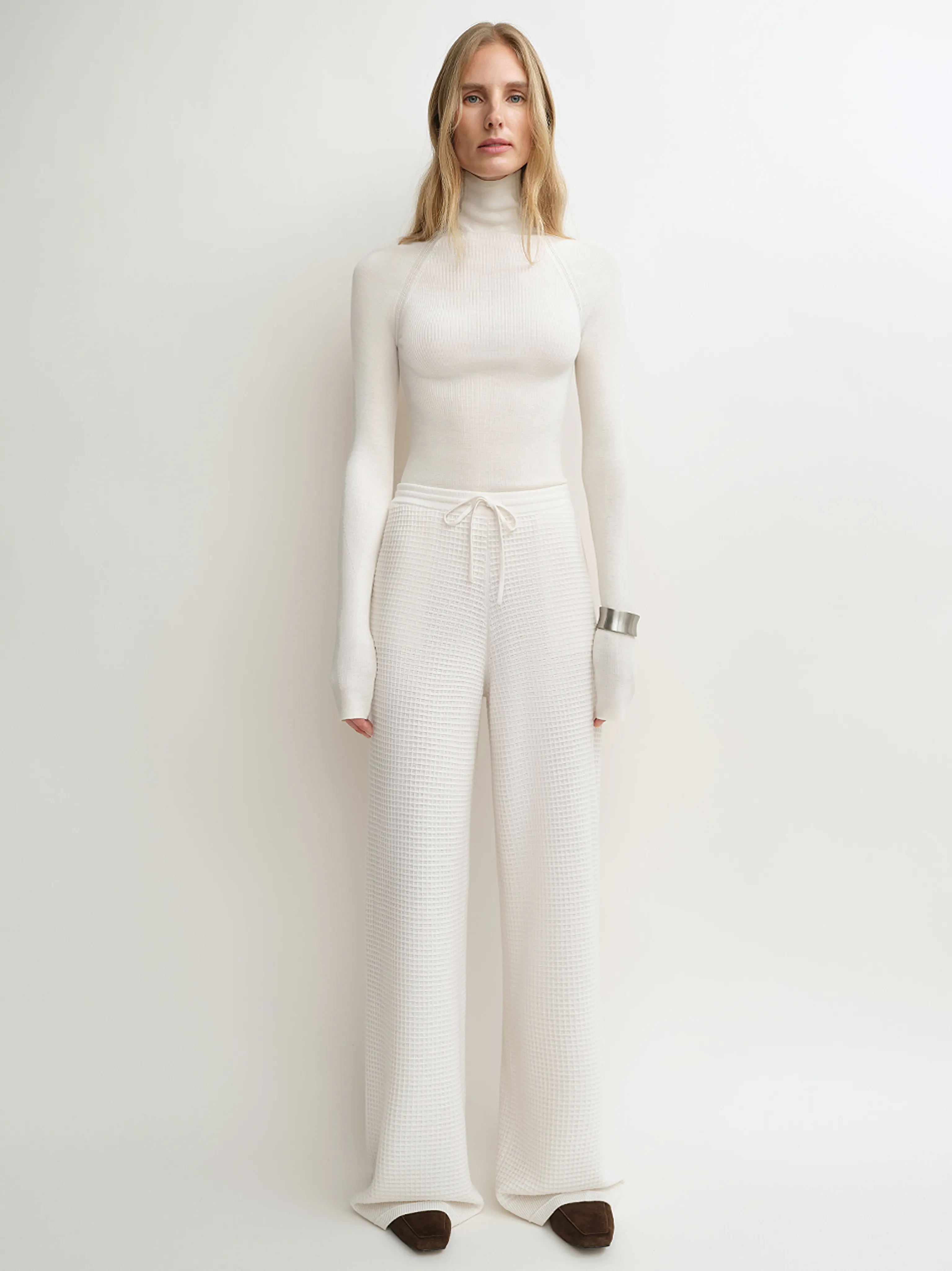 Cashmere-Wool Waffle Knit Set