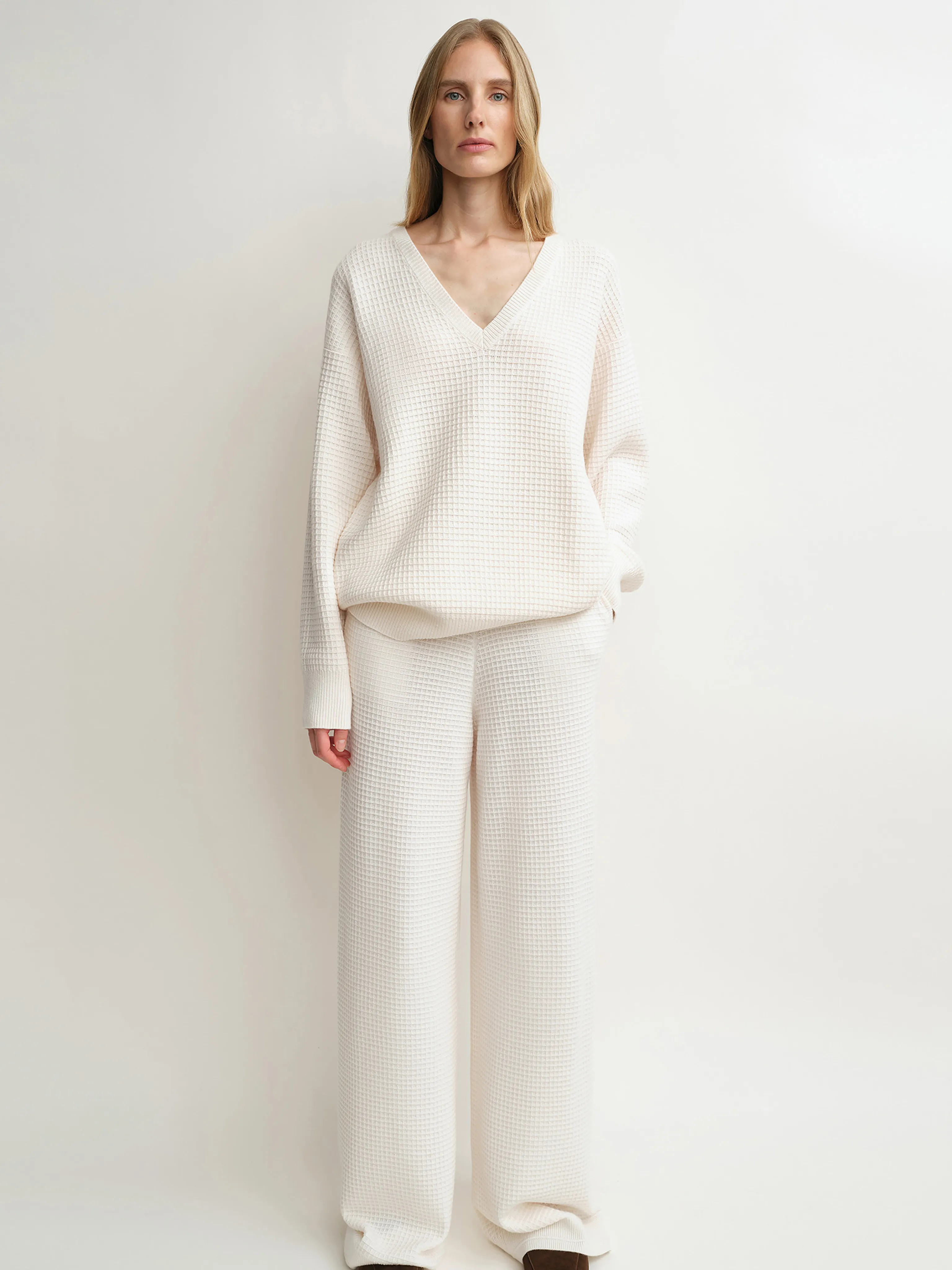 Cashmere-Wool Waffle Knit Set - Image 2