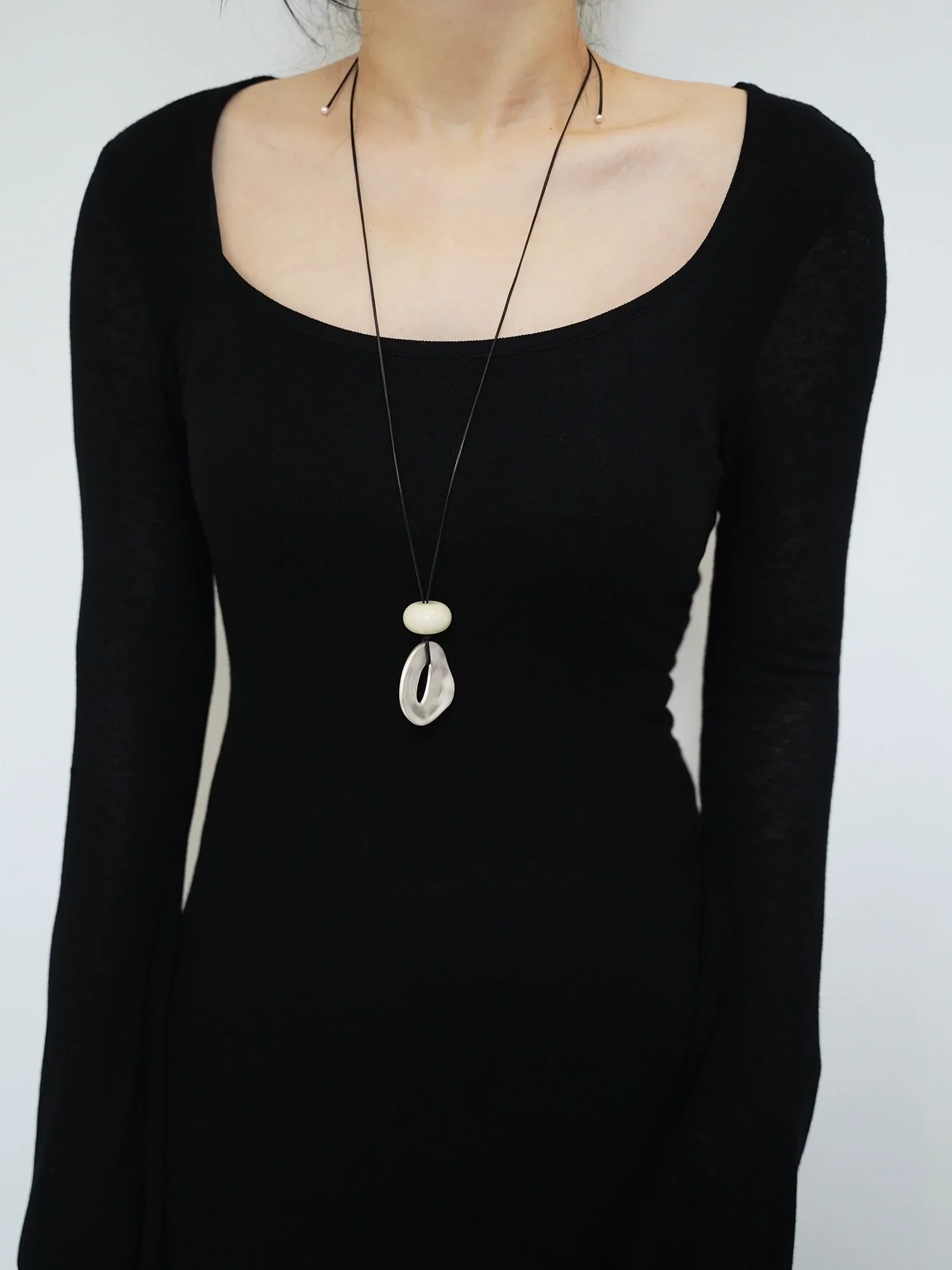 Ceramic Pendant Long Cord Necklace - Image 2