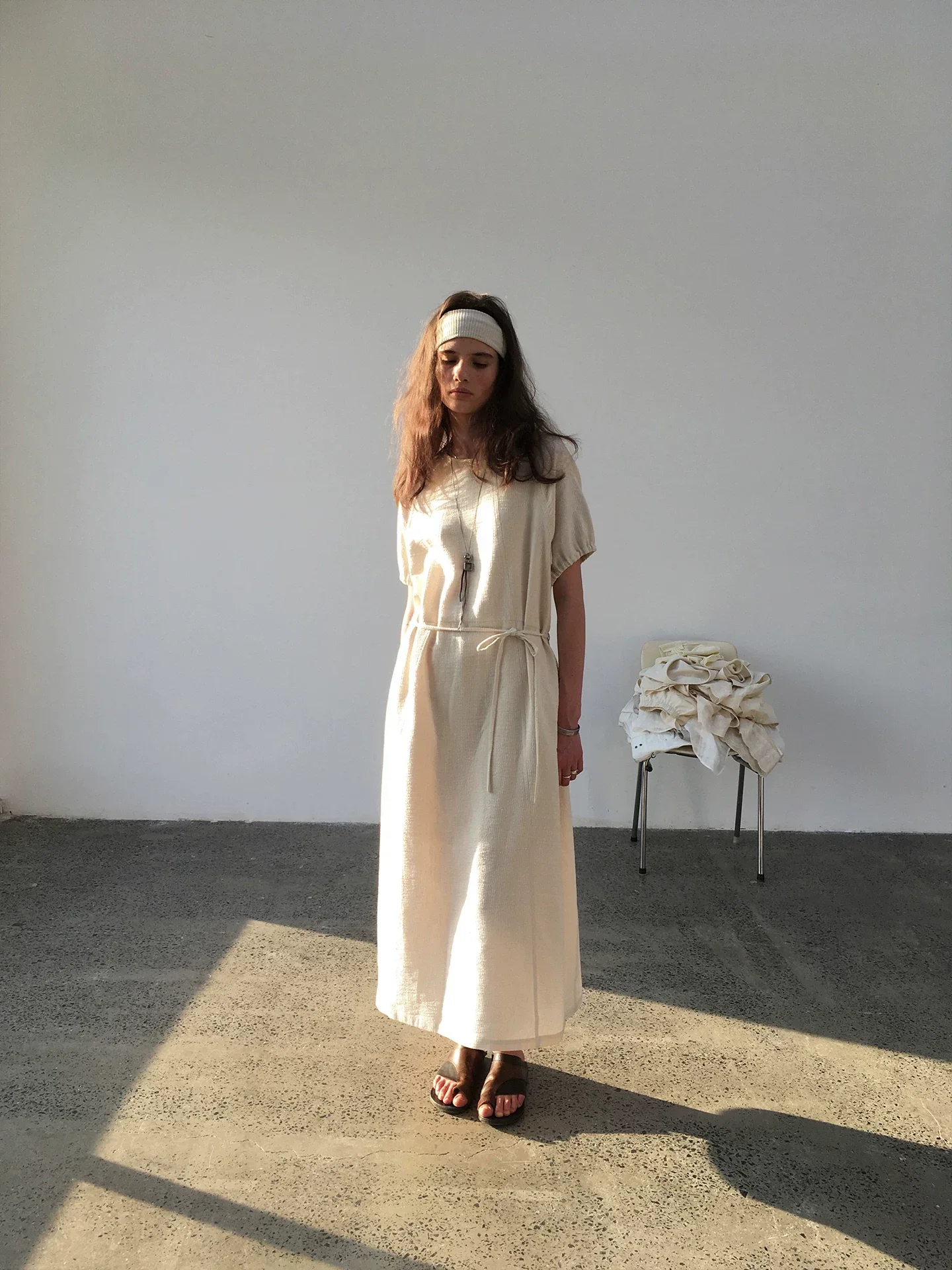 Ceramic Ramie-Blend Belted Dress - Image 4