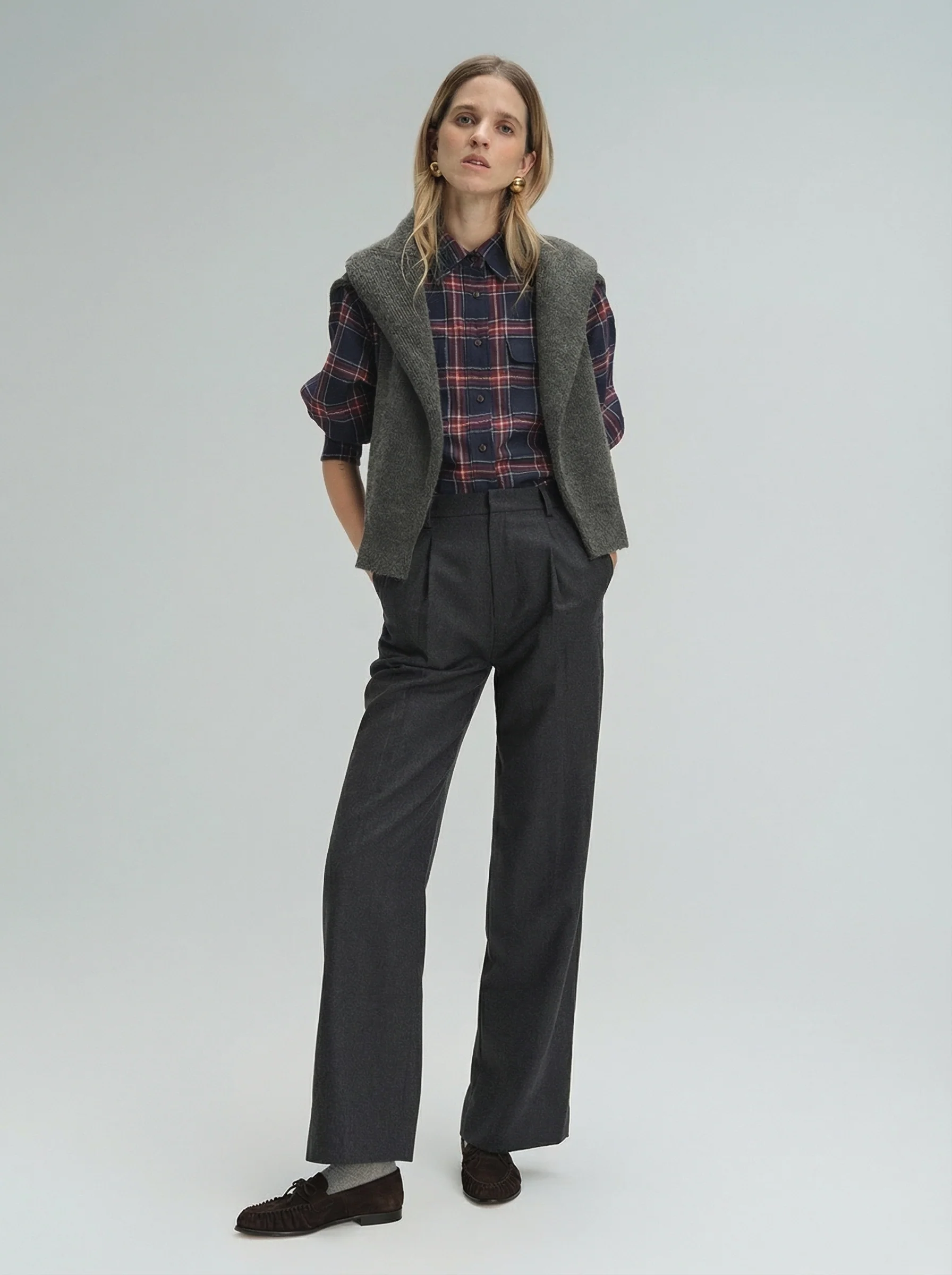 Cerys Wool Flannel Straight-Leg Pants - Image 2