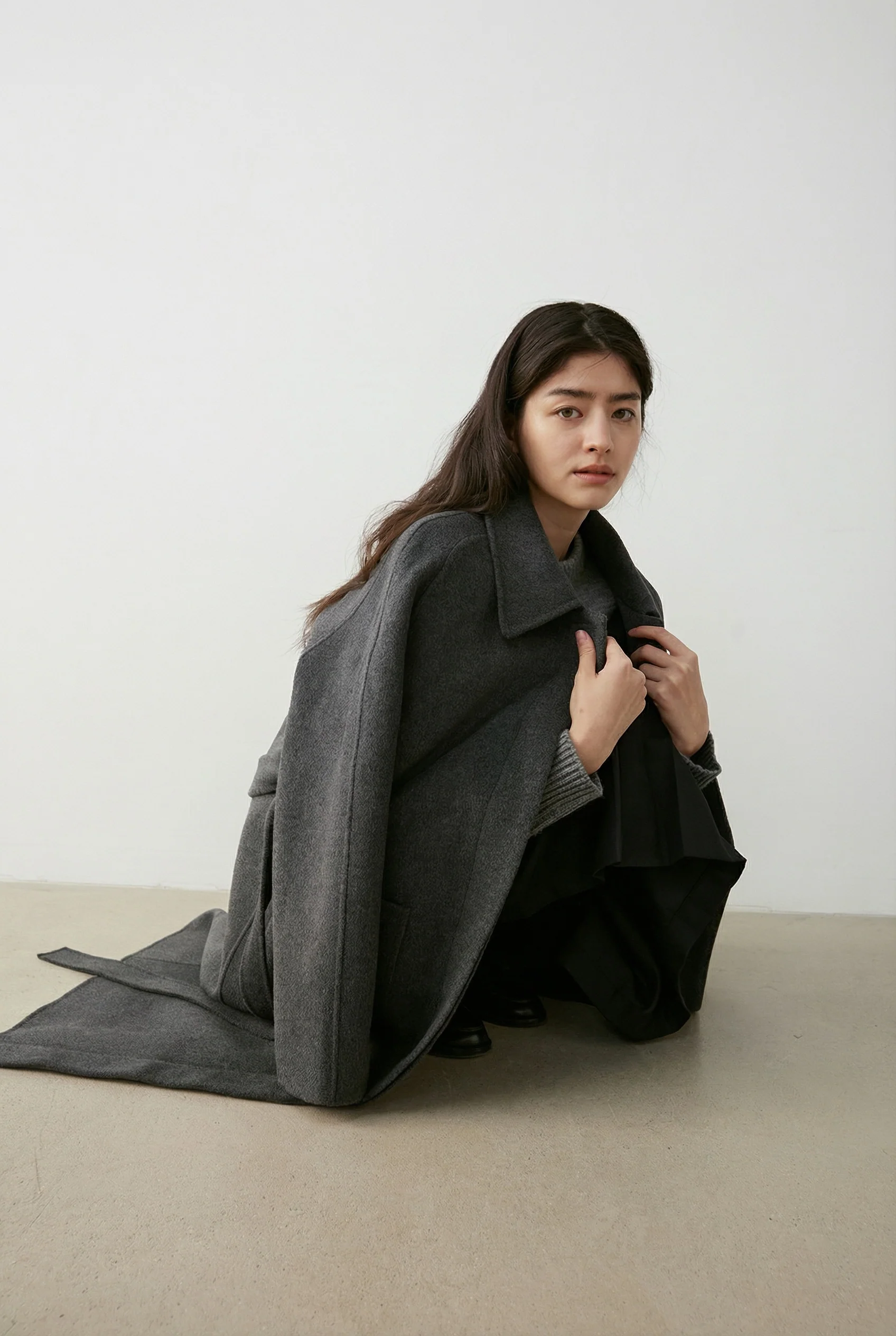 Charcoal Belted Coat - Image 2