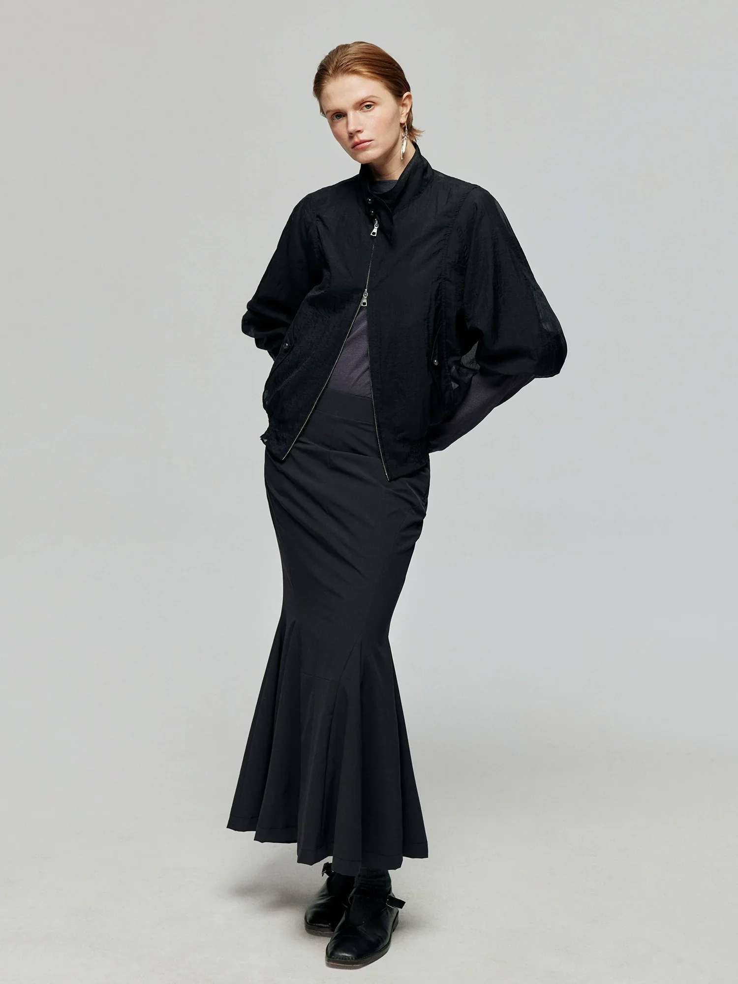 Charcoal Black Fishtail Skirt