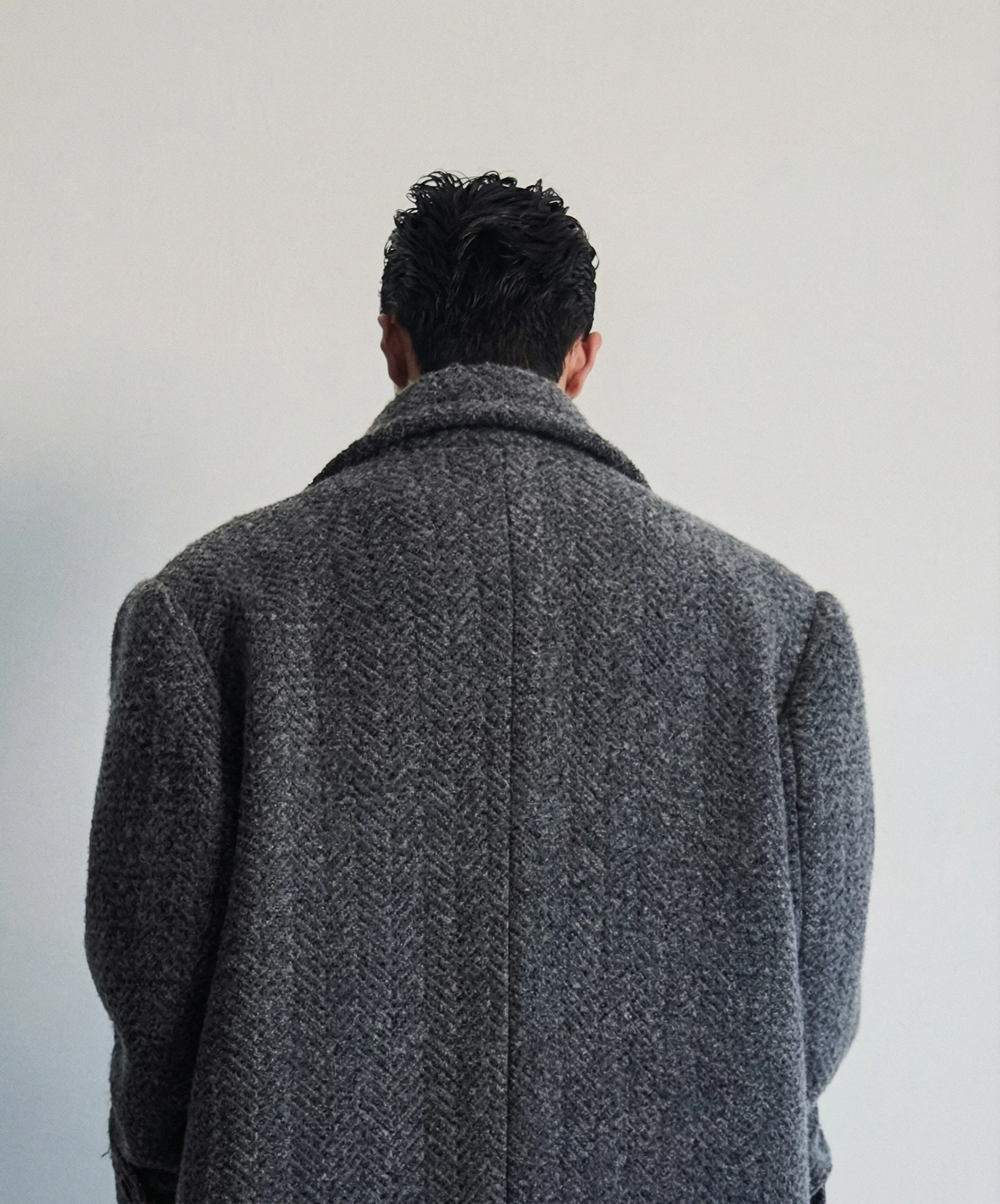 Charcoal Boucle Double-Breasted Overcoat - Image 6
