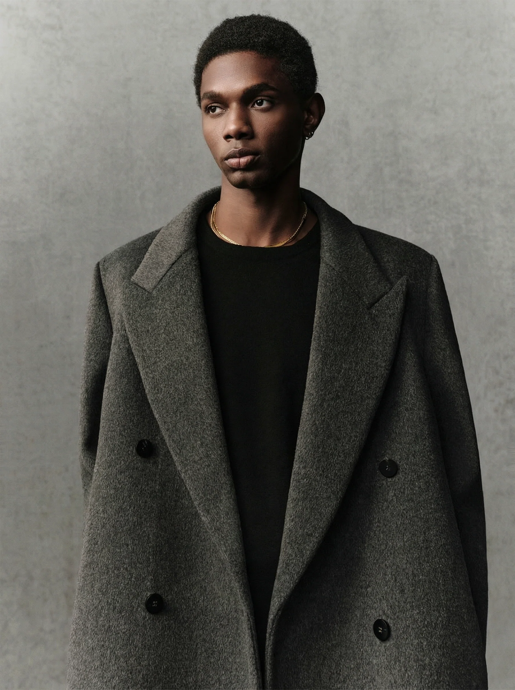 Charcoal Double-Breasted Overcoat - Image 2