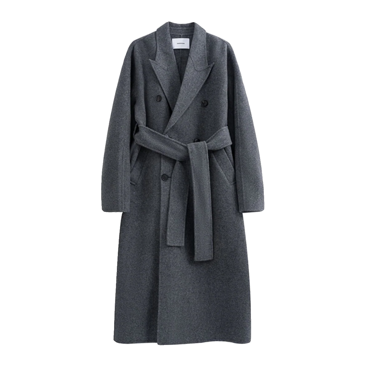 Charcoal Double-Faced Wool Belted Overcoat - Image 5