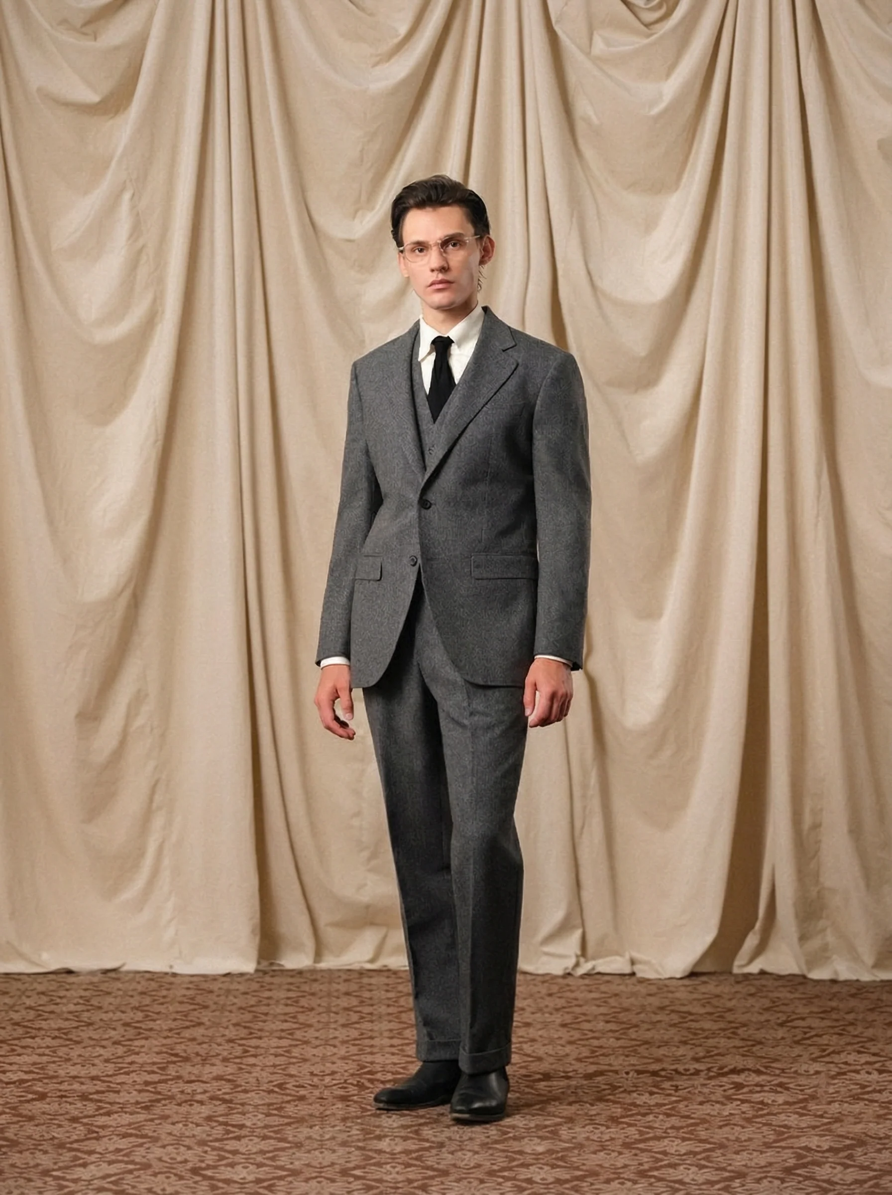 Charcoal Herringbone Flannel Waistcoat - Image 3