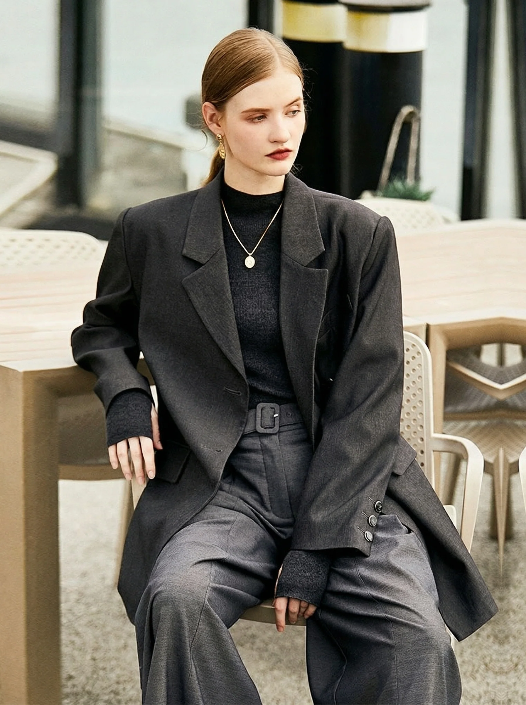 Charcoal Long Blazer