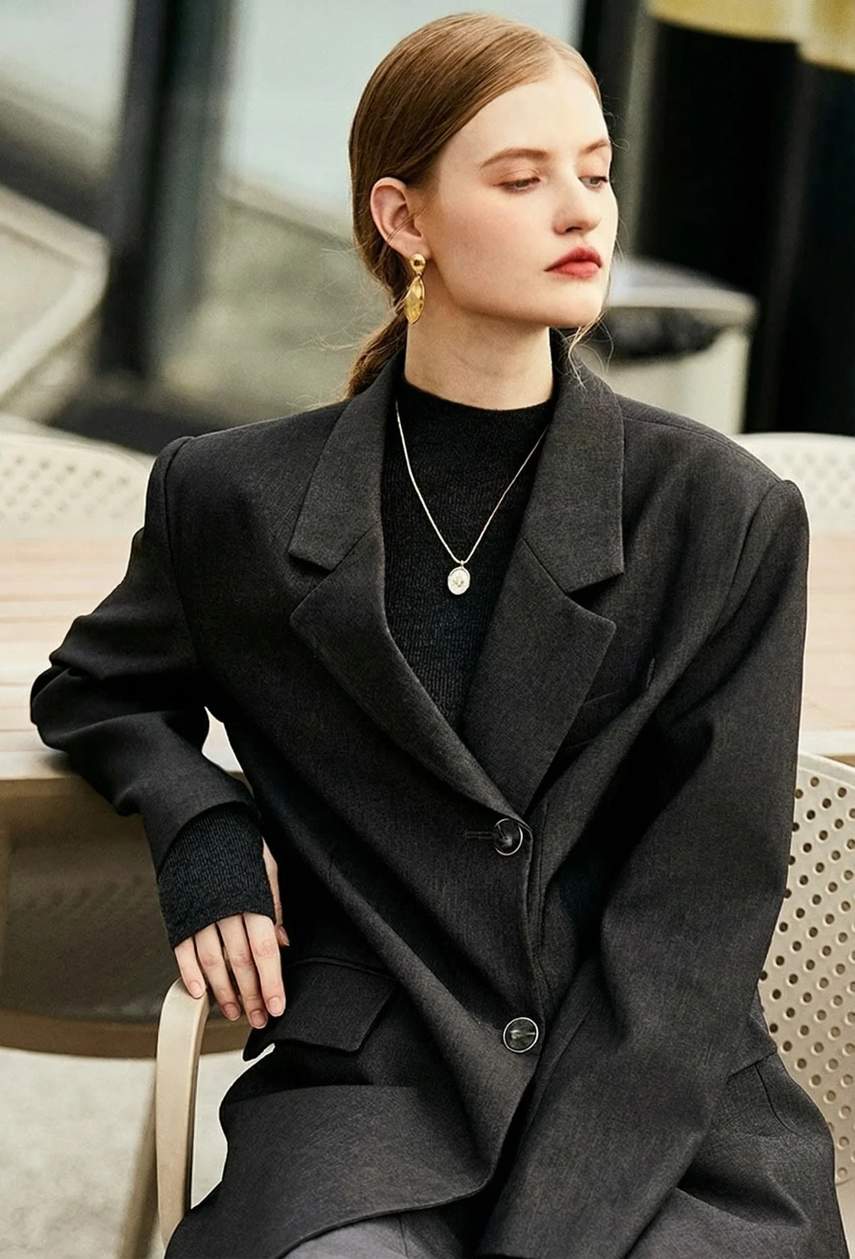 Charcoal Long Blazer - Image 2