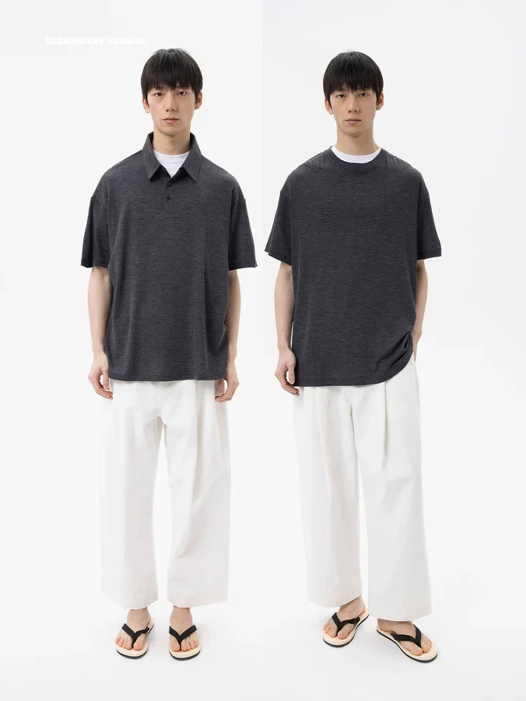Charcoal Merino Polo