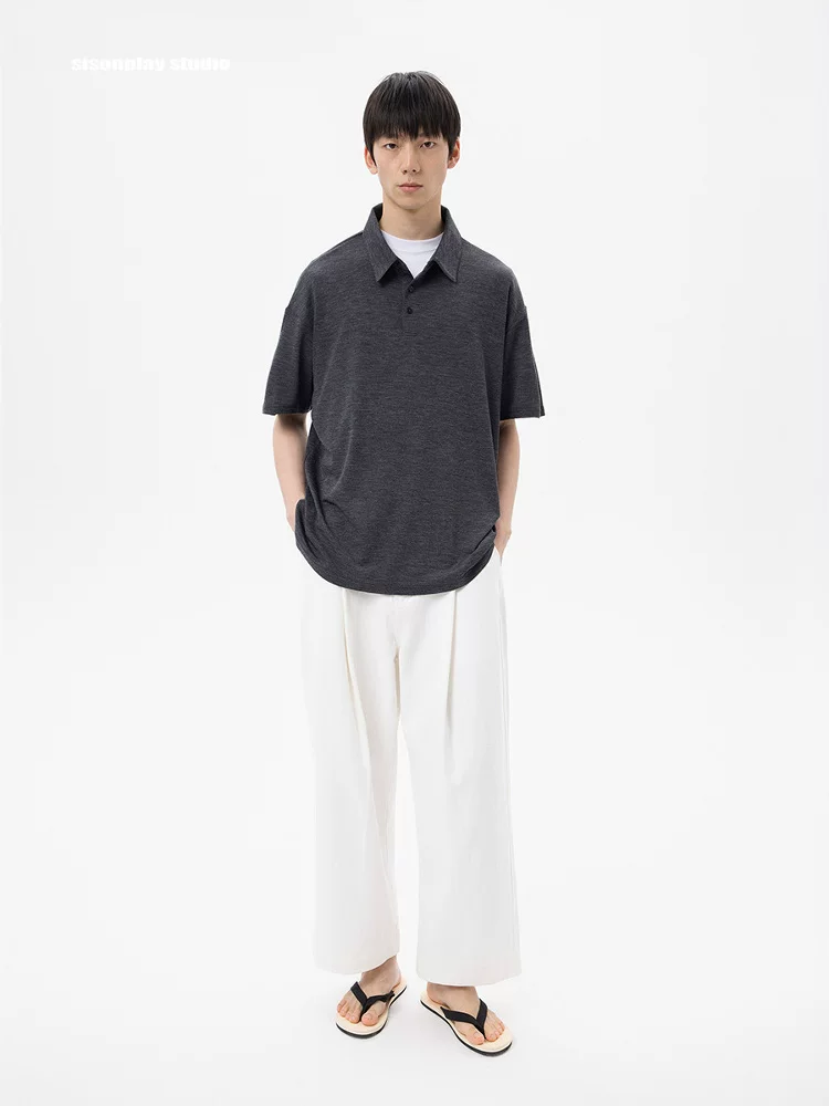 Charcoal Merino Polo - Image 2