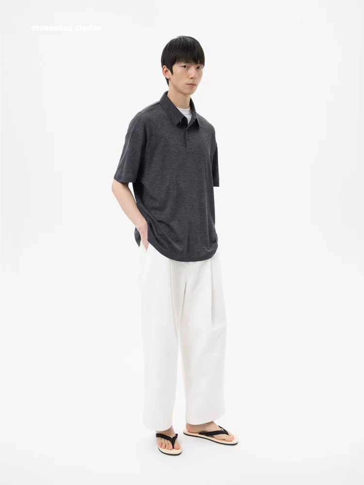 Charcoal Merino Polo - Image 4
