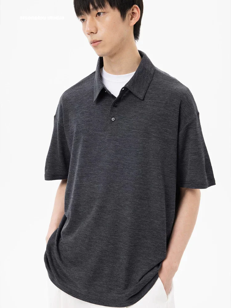 Charcoal Merino Polo - Image 5