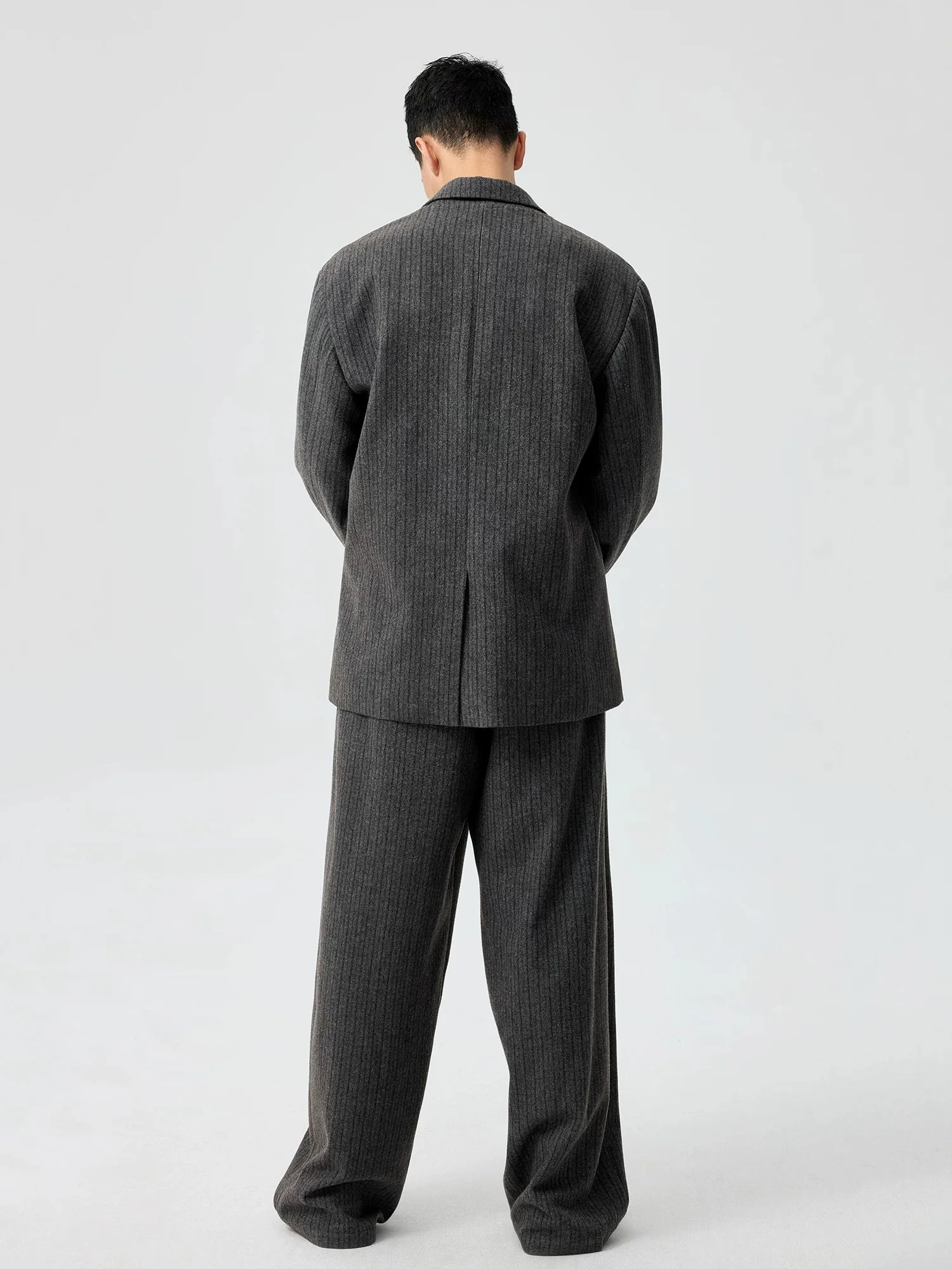 Charcoal Pinstripe Double-Breasted Blazer - Image 4