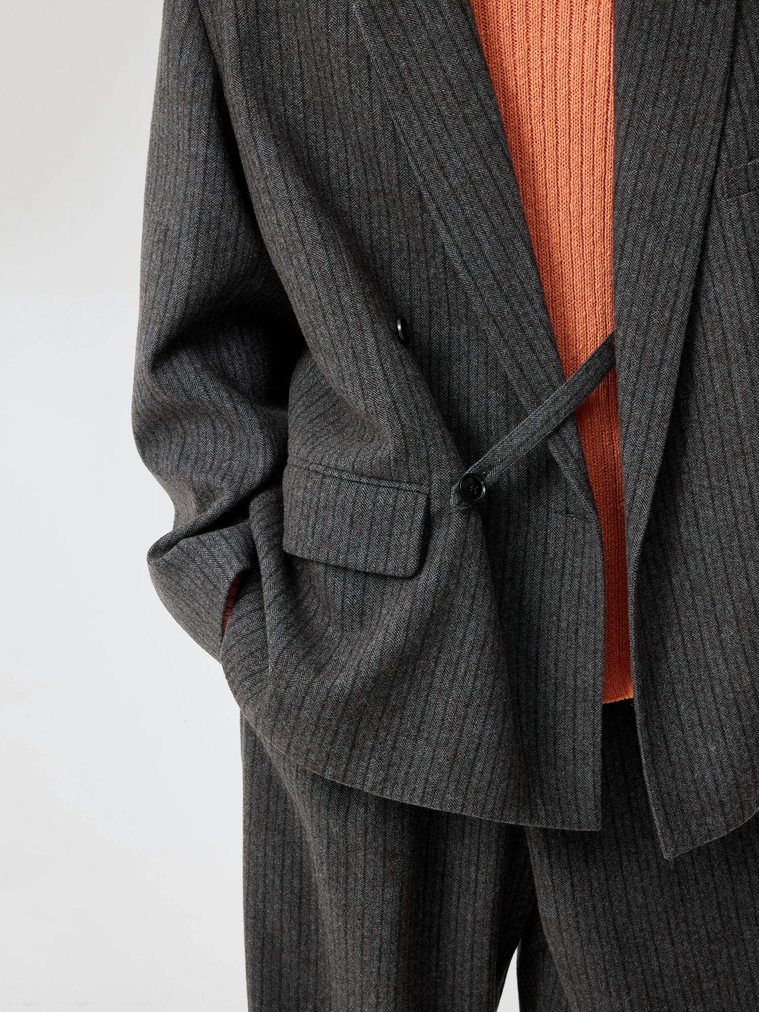Charcoal Pinstripe Double-Breasted Blazer - Image 5