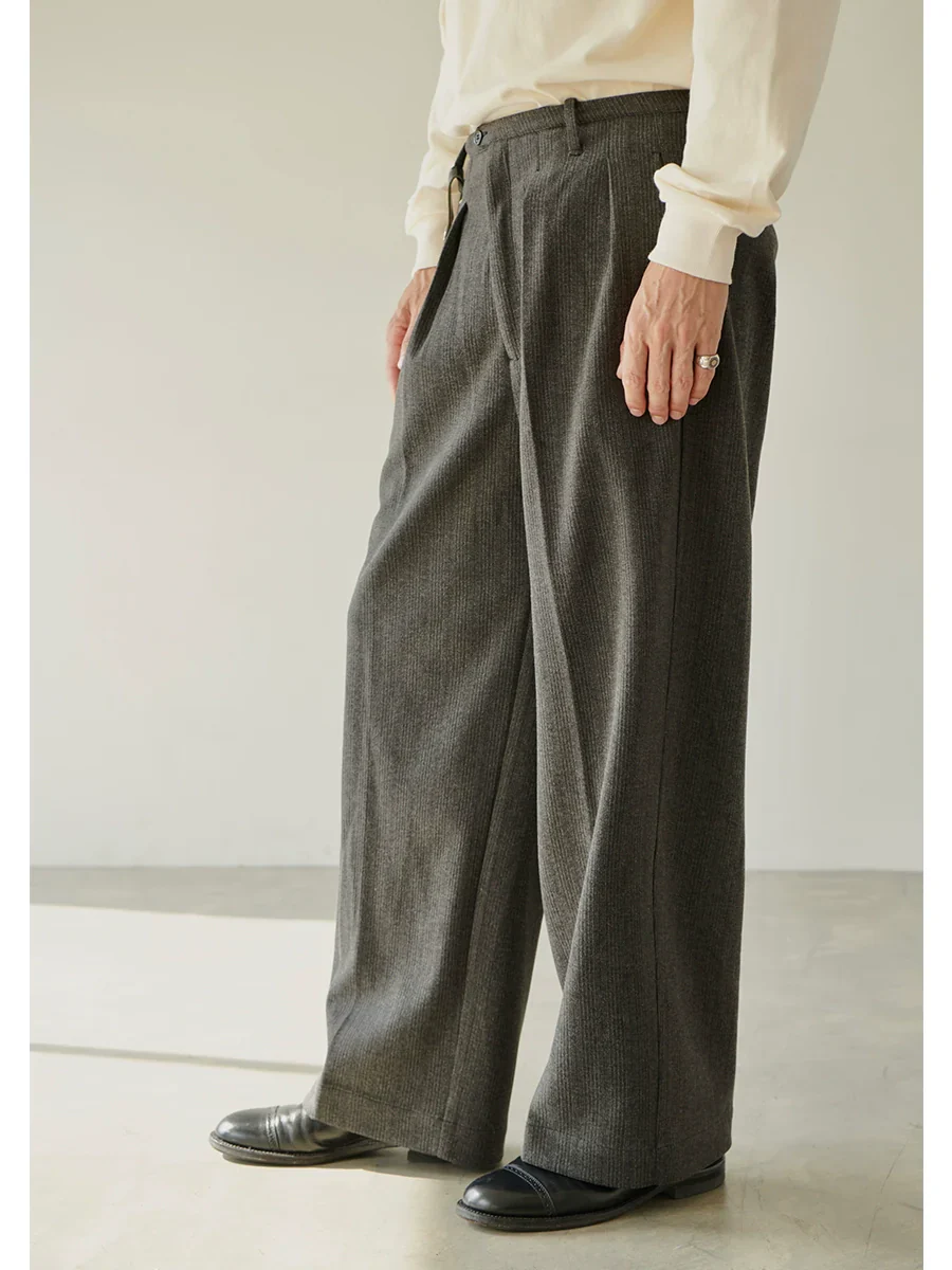Charcoal Pleated Wide-Leg Trousers - Image 5