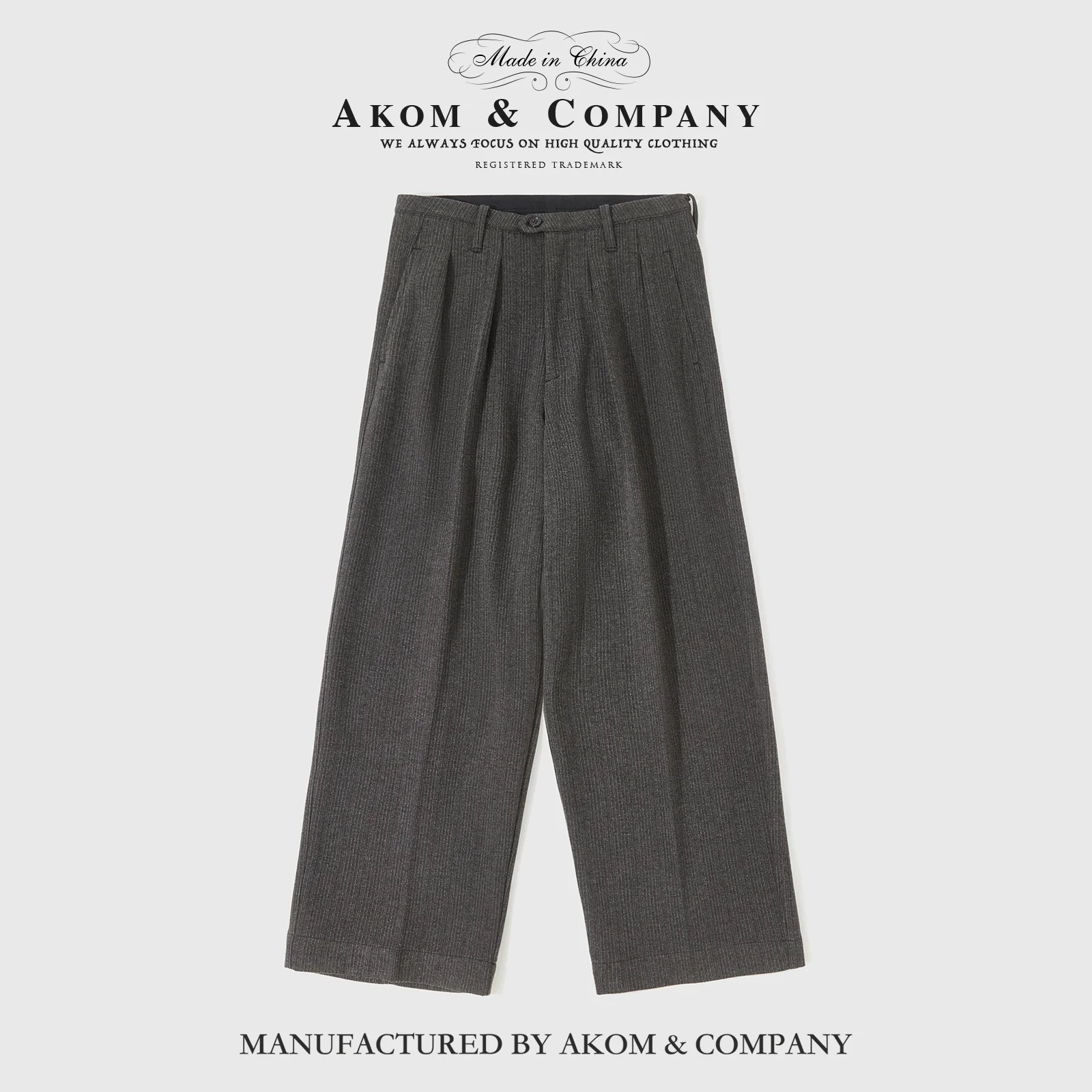 Charcoal Pleated Wide-Leg Trousers - Image 6
