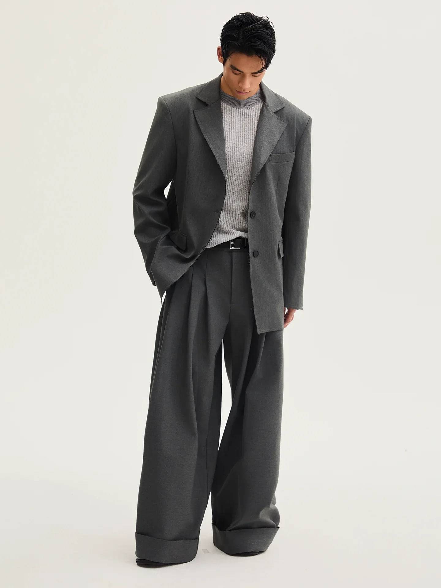 Charcoal Raw-Edge Suit - Image 3