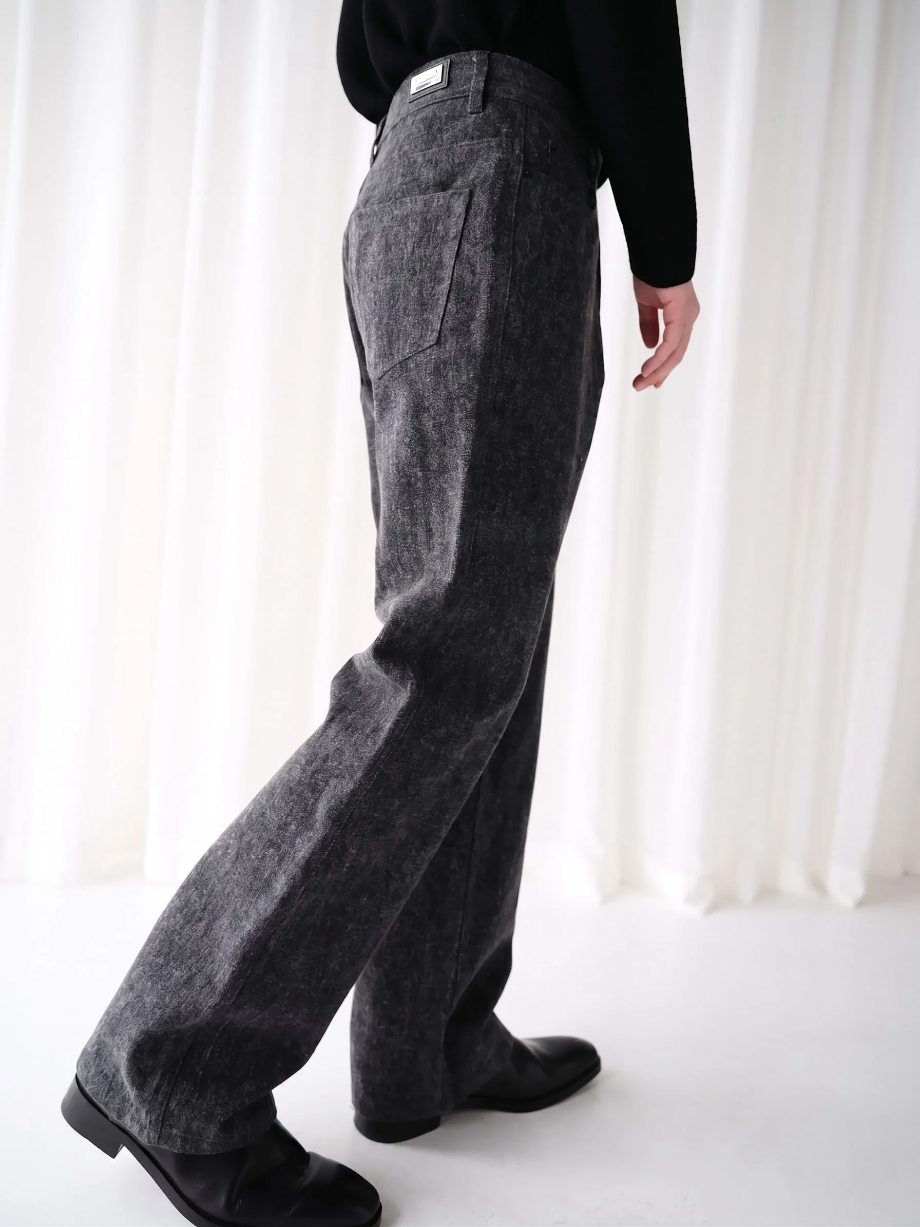 Charcoal Straight Trousers - Image 3