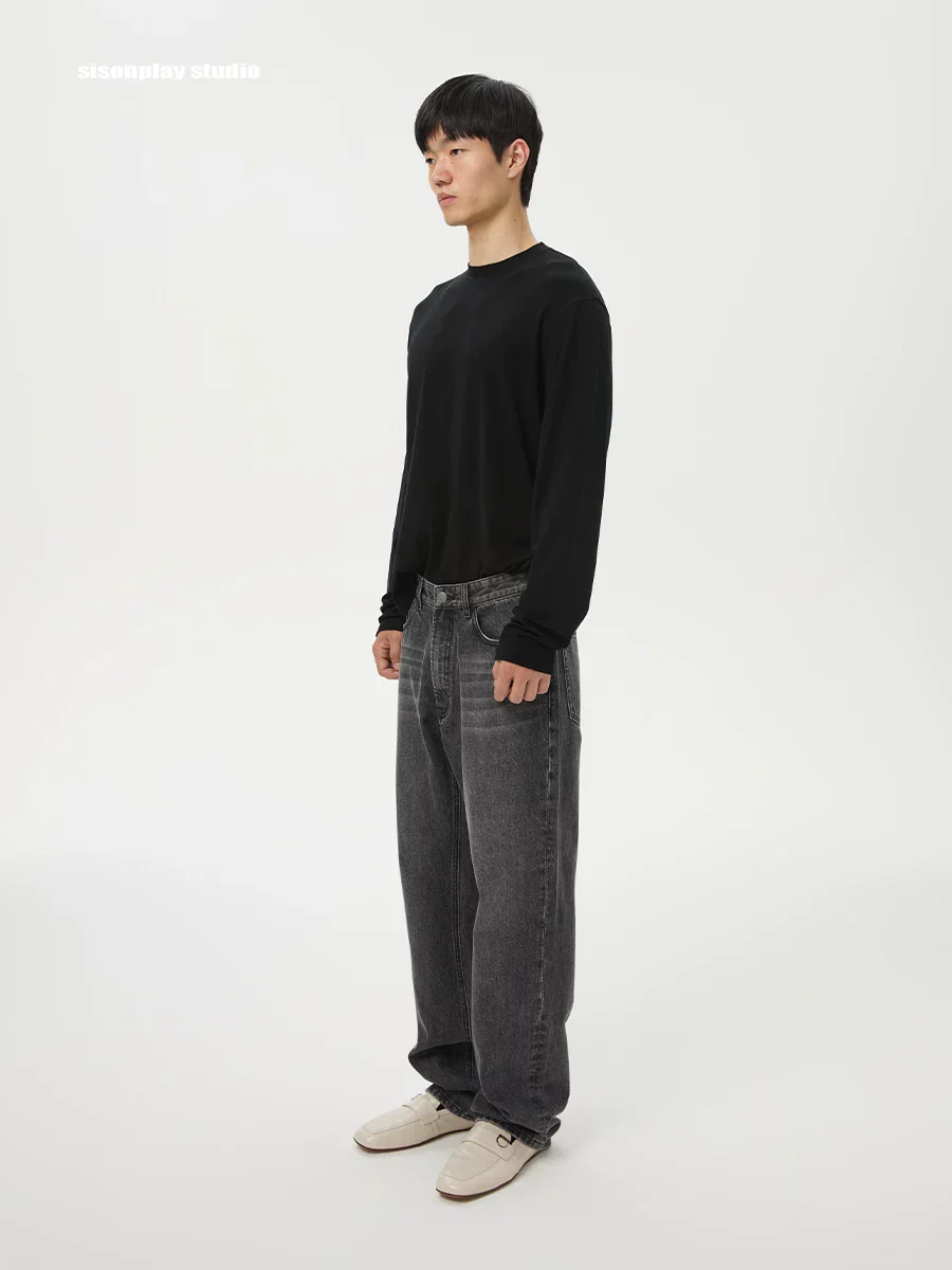 Charcoal Wash Wide-Leg Jeans - Image 4