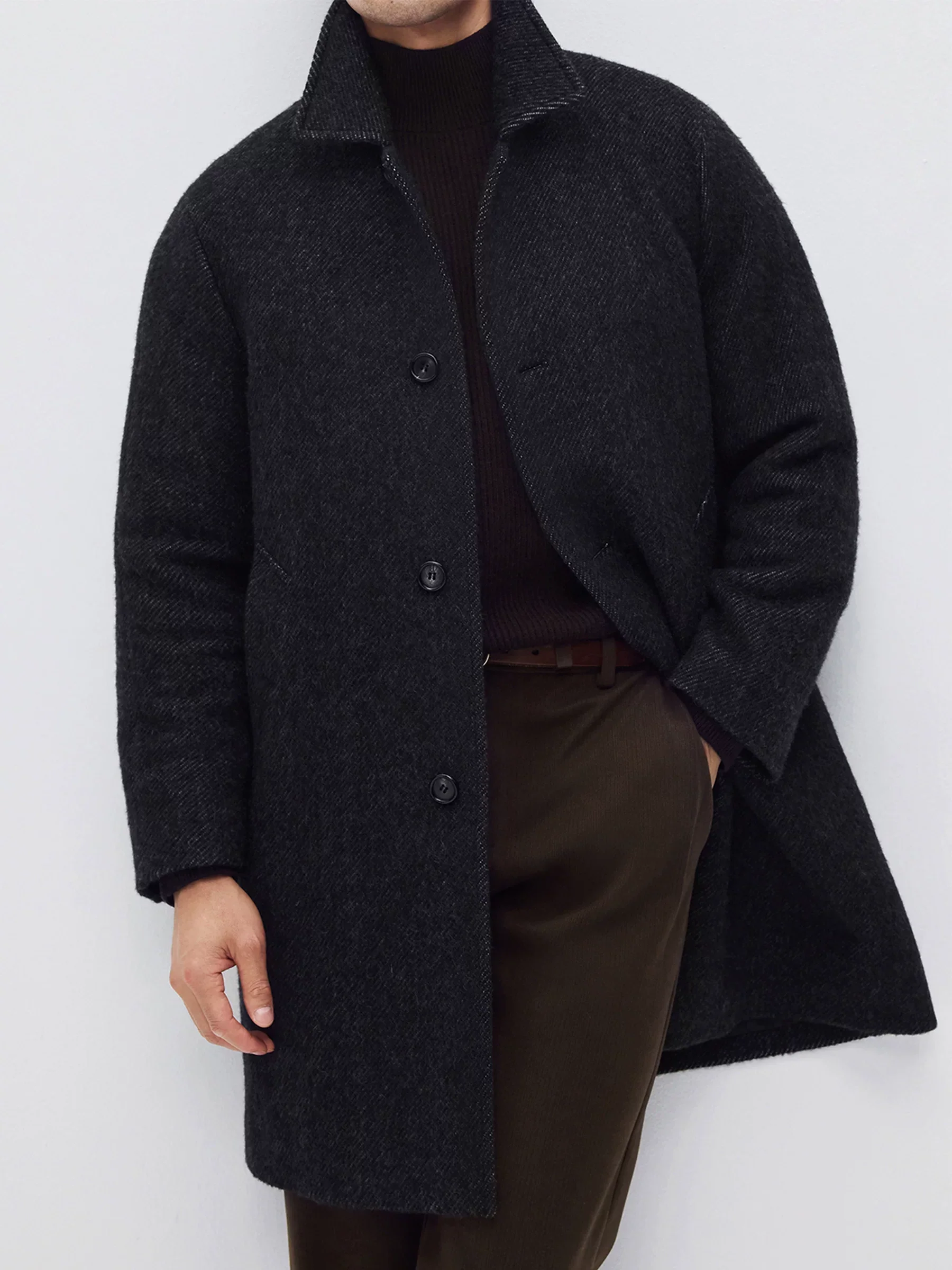 Charcoal Wool-Cashmere-Alpaca Overcoat - Image 4