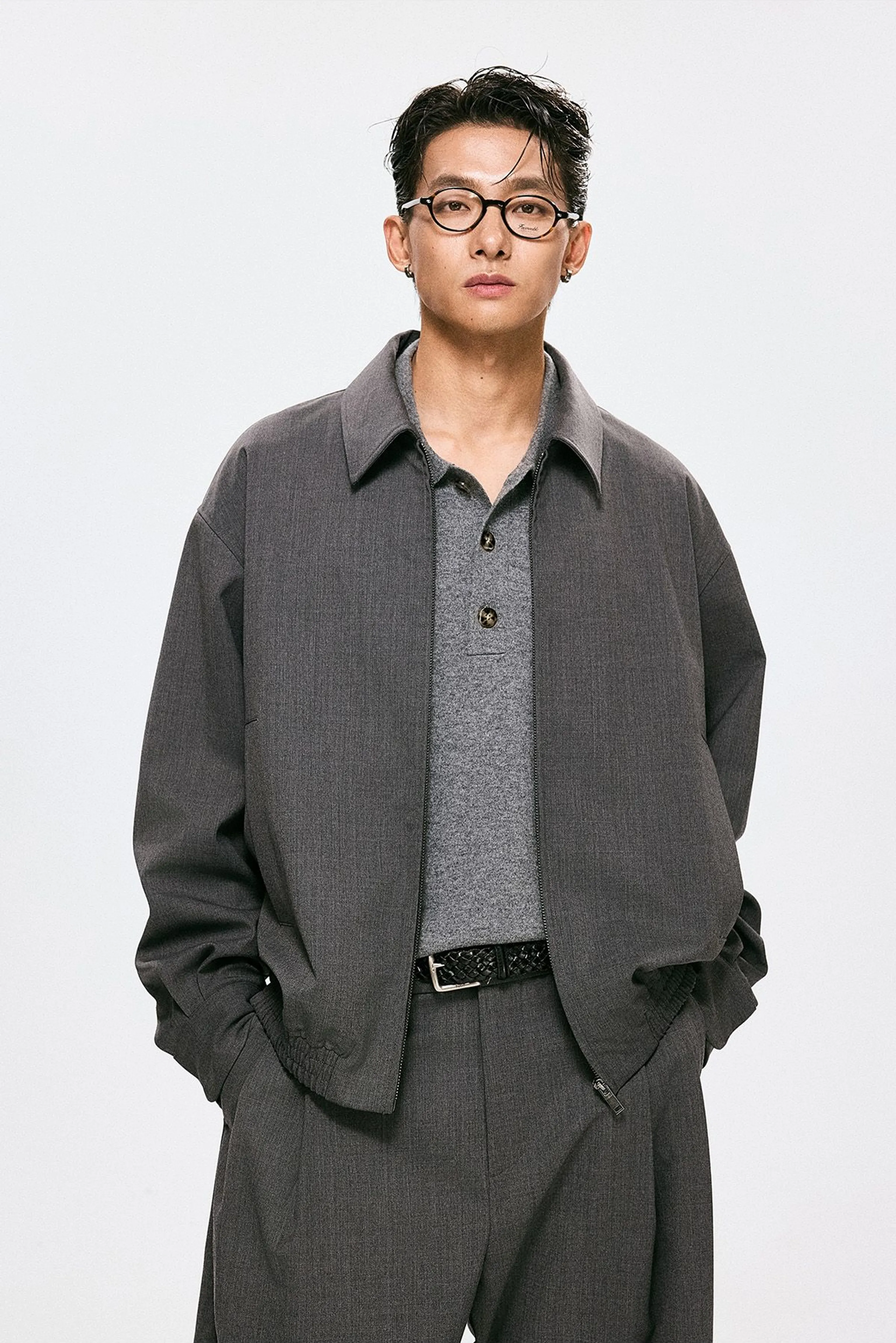 Charcoal Worsted Merino Zip Blouson - Image 3