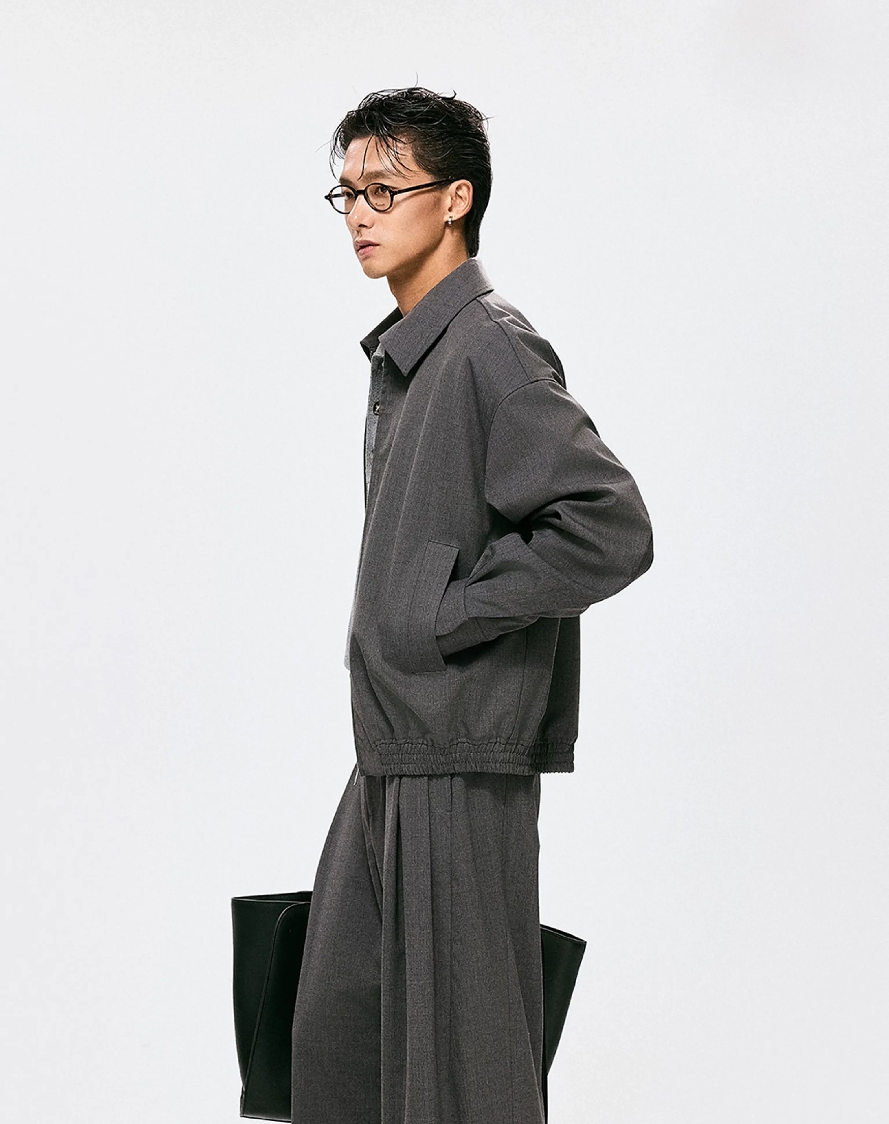 Charcoal Worsted Merino Zip Blouson - Image 4