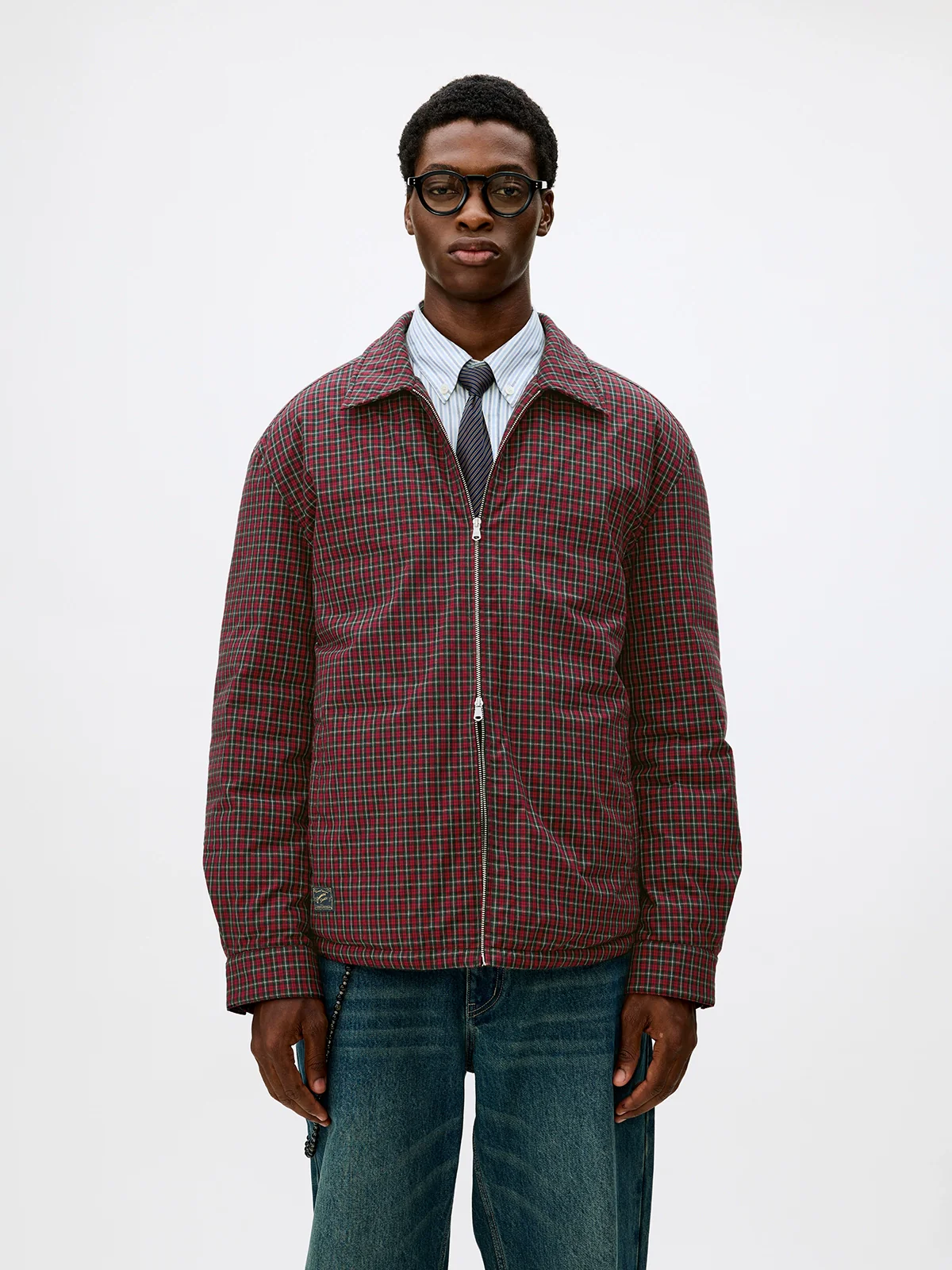 Check Down Zip Shirt Jacket - Image 2