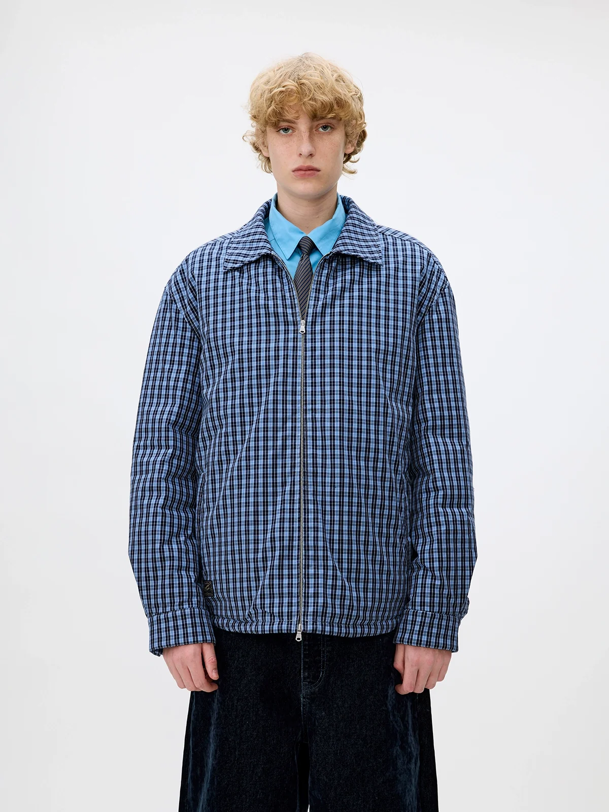 Check Down Zip Shirt Jacket - Image 3