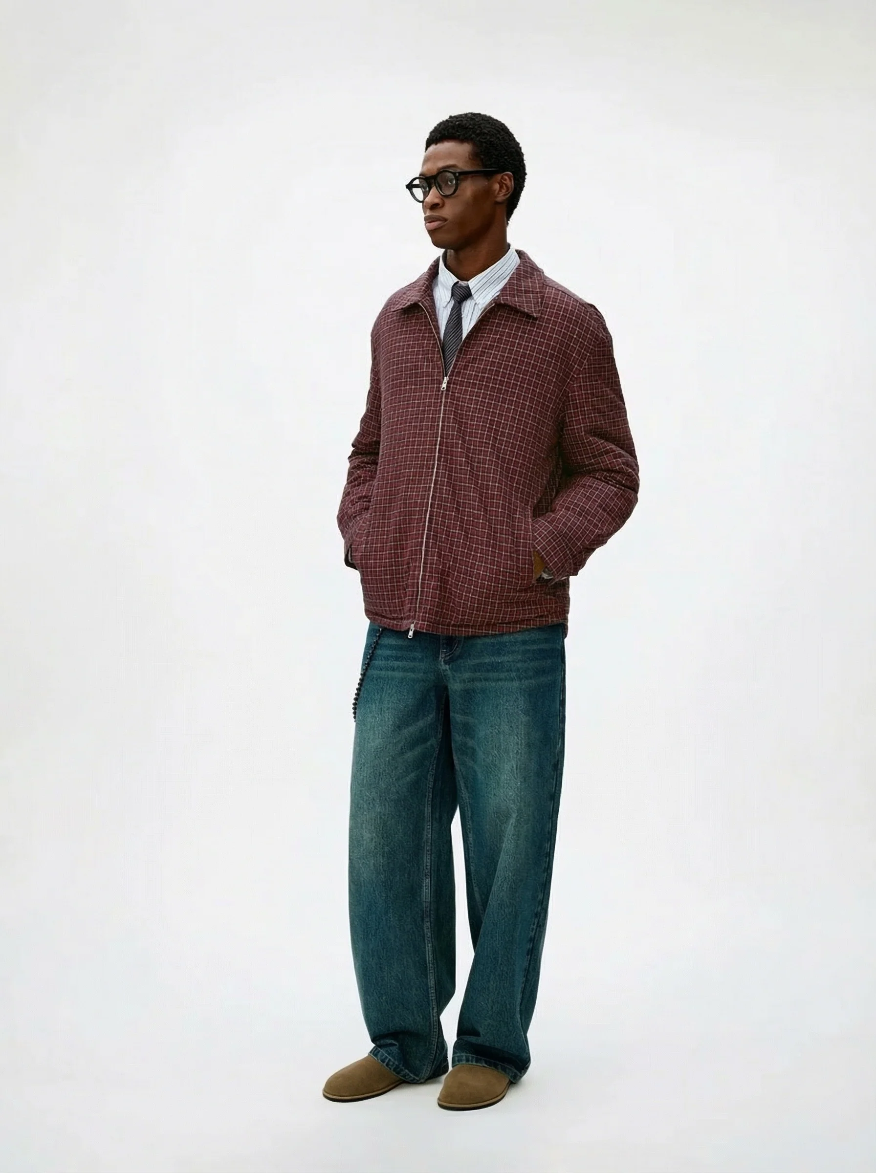 Check Down Zip Shirt Jacket - Image 5