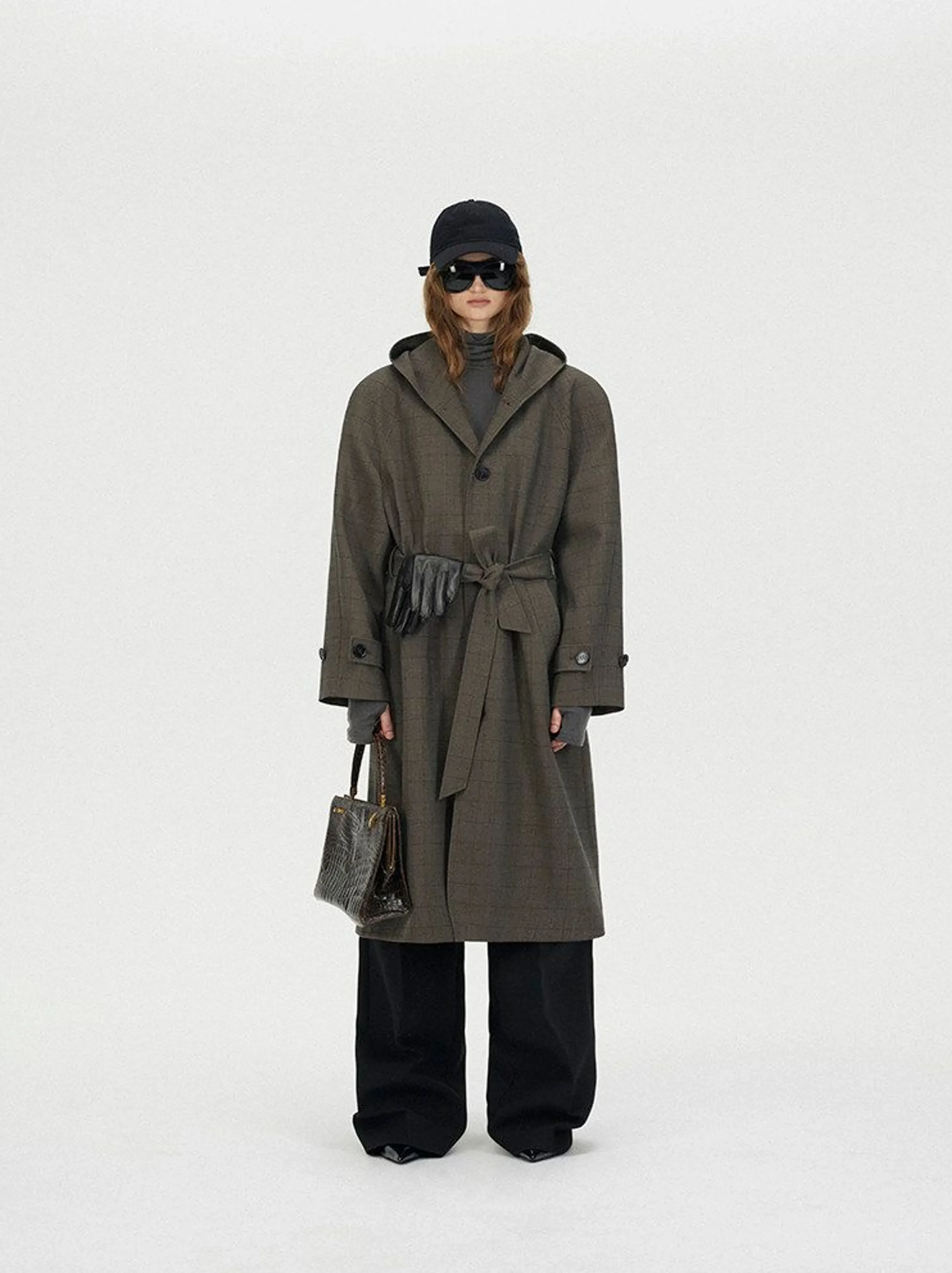 Checked Hooded Coat