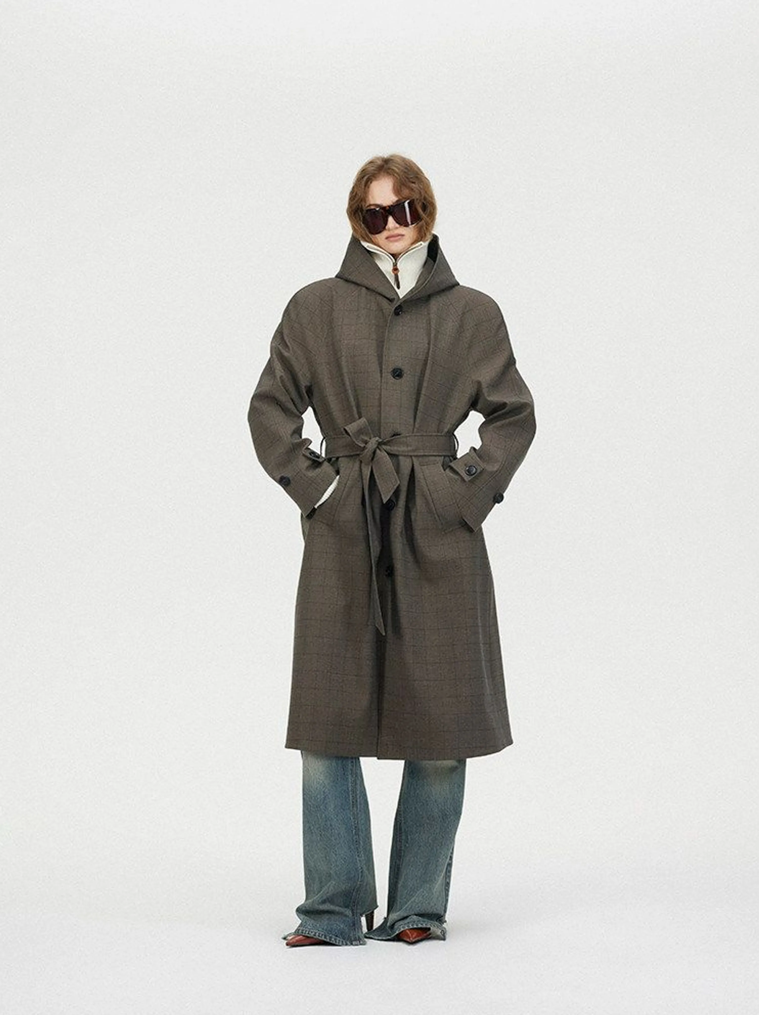 Checked Hooded Coat - Image 2