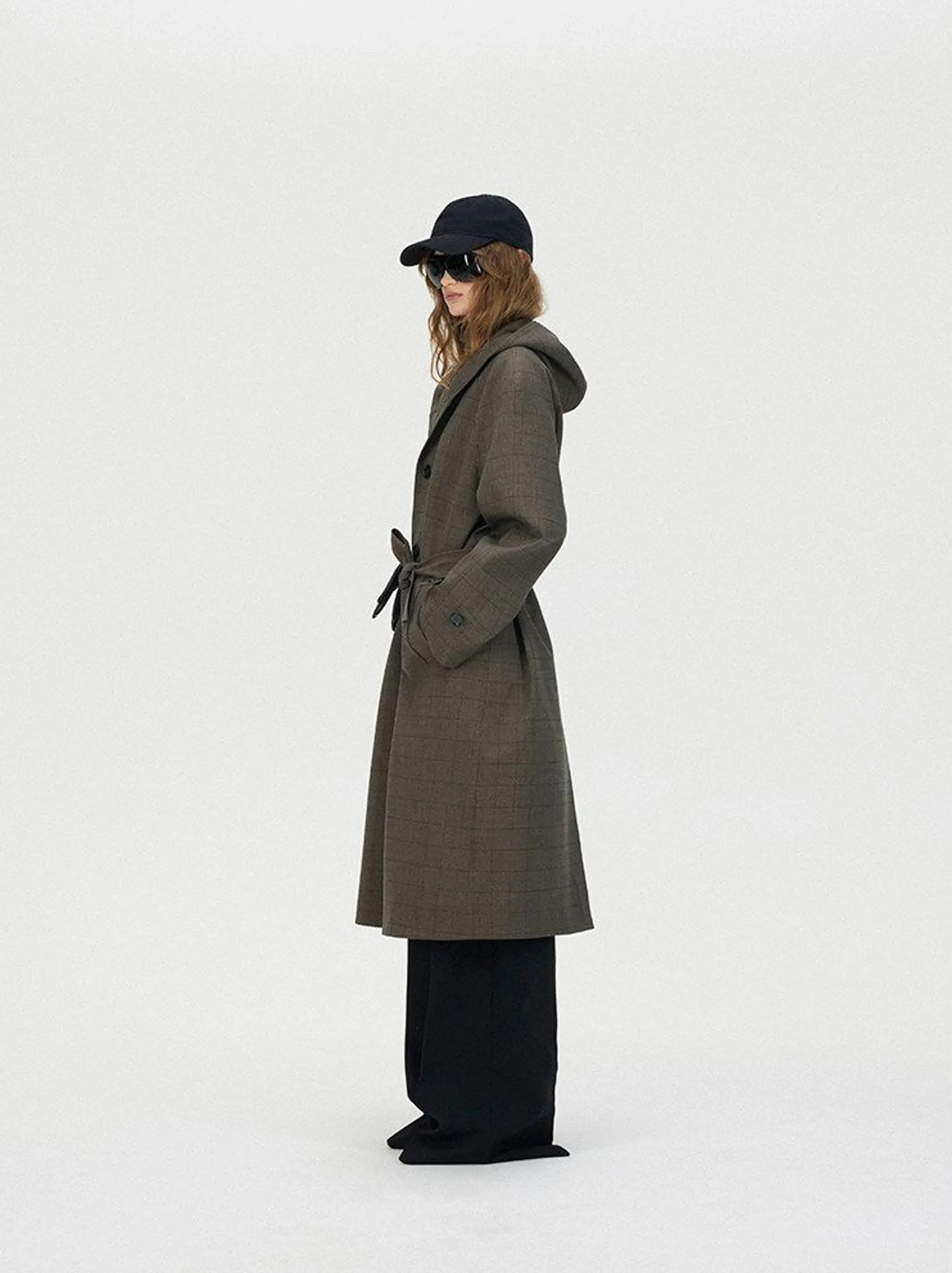 Checked Hooded Coat - Image 3